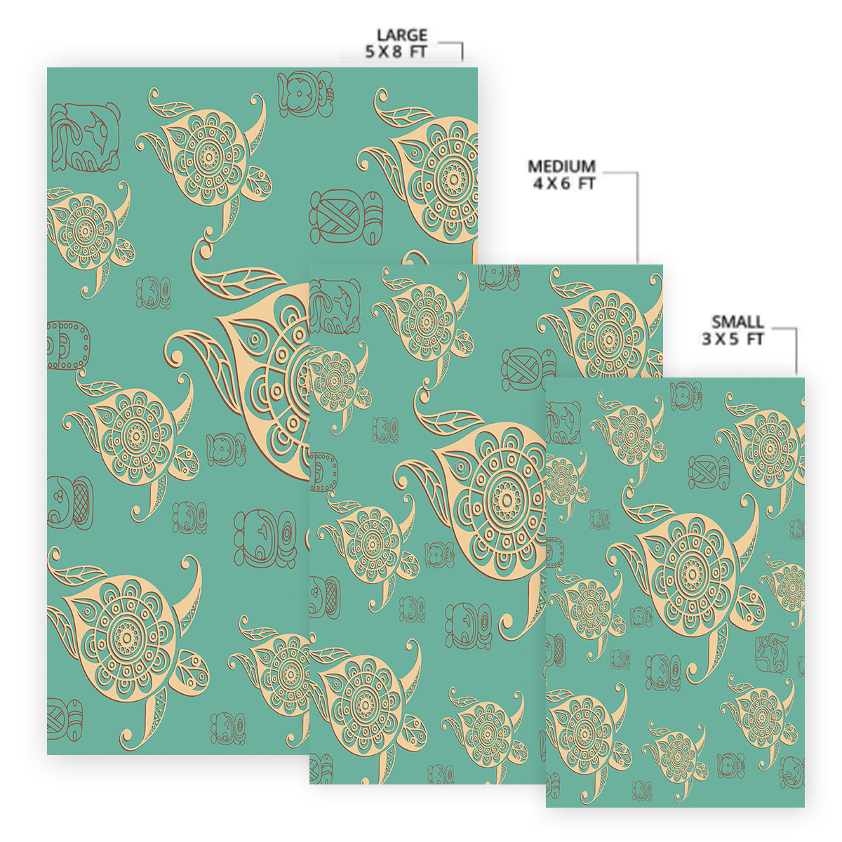 Turtles in Turquoise Area Rug