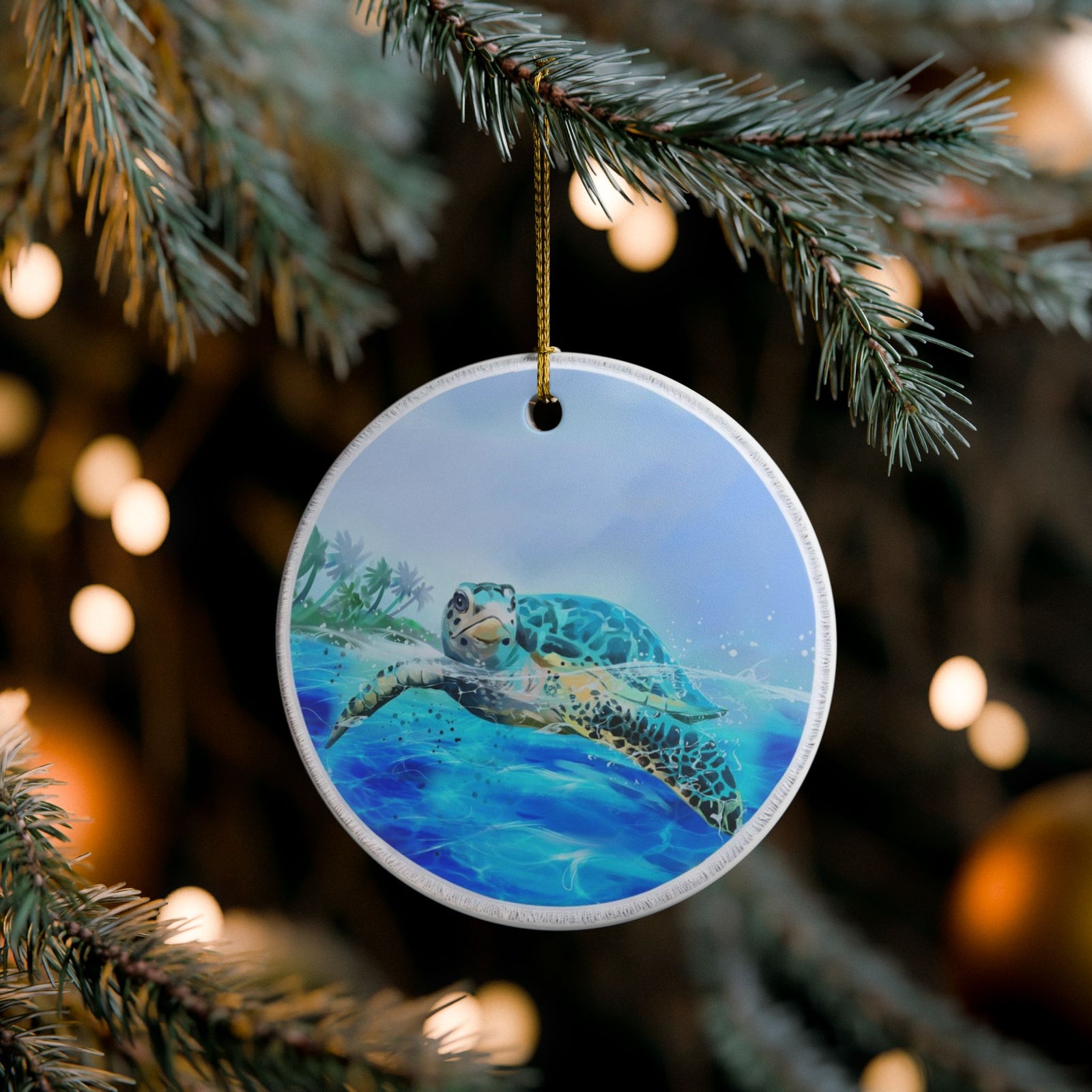 Azure Voyage Ceramic Ornament - Coastal Decoration