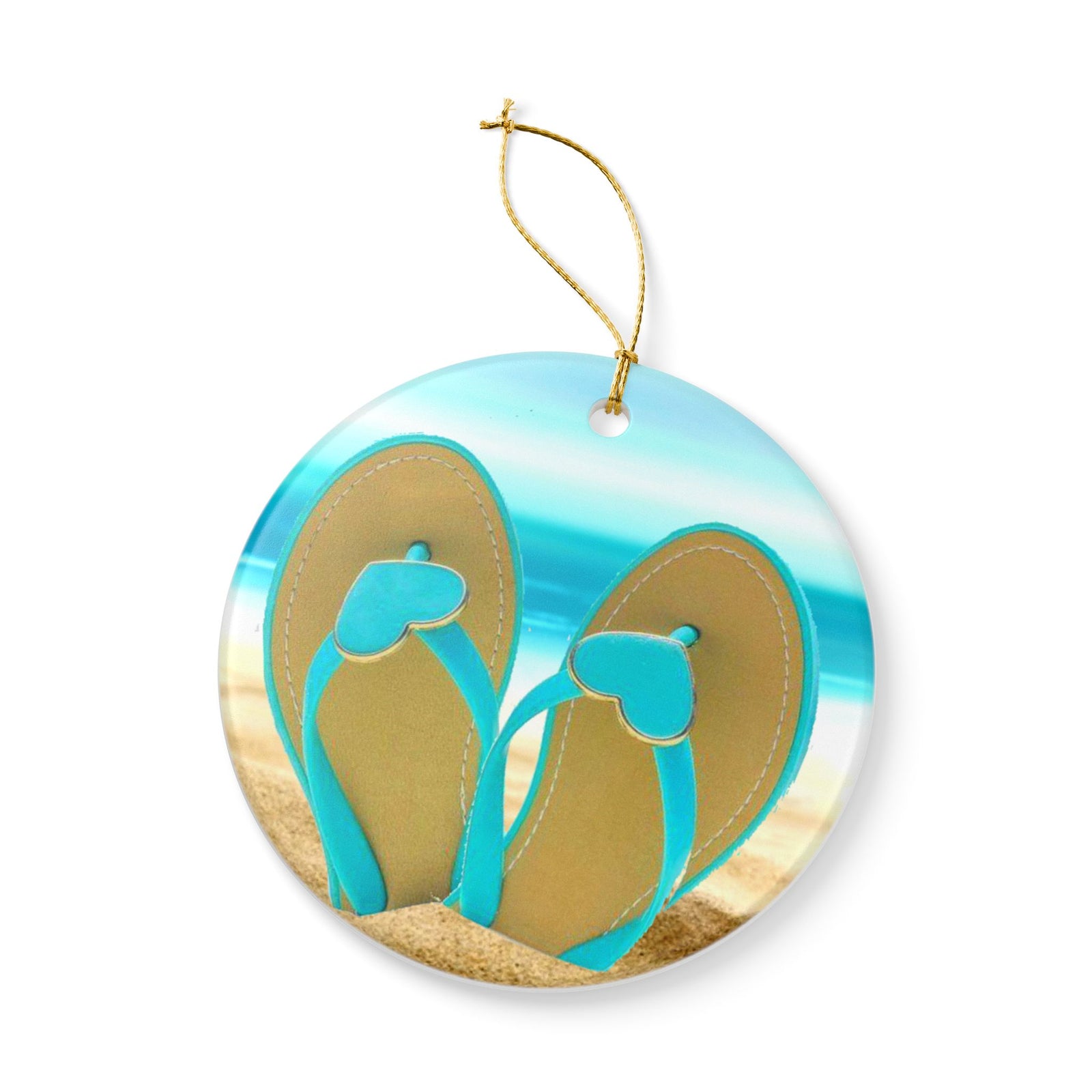 Flip Flops Ceramic Ornament - Coastal Holiday Decoration