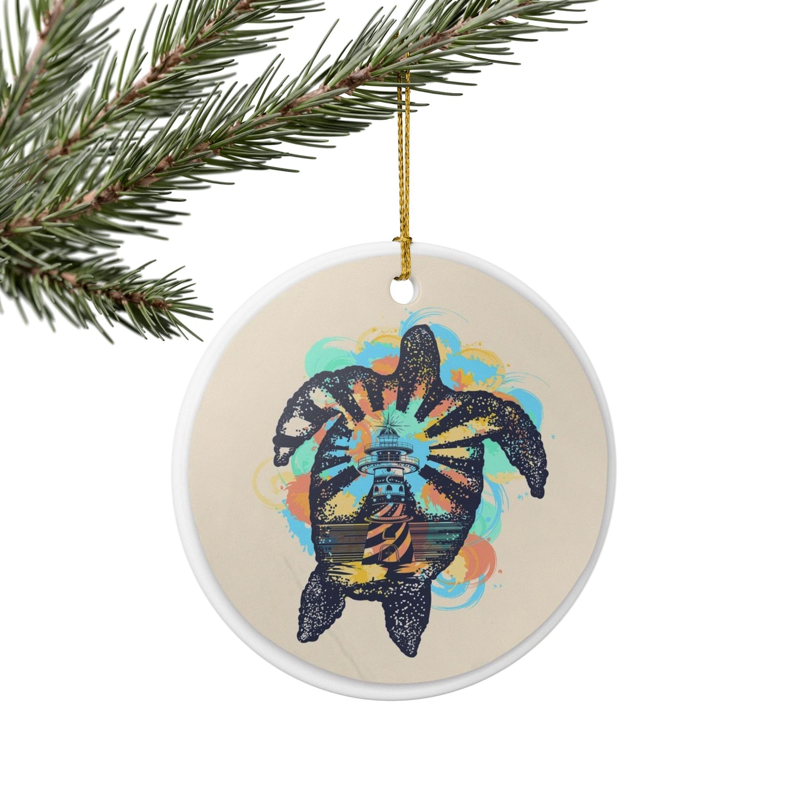 Lighthouse Guardian Ceramic Ornament - Coastal Decoration