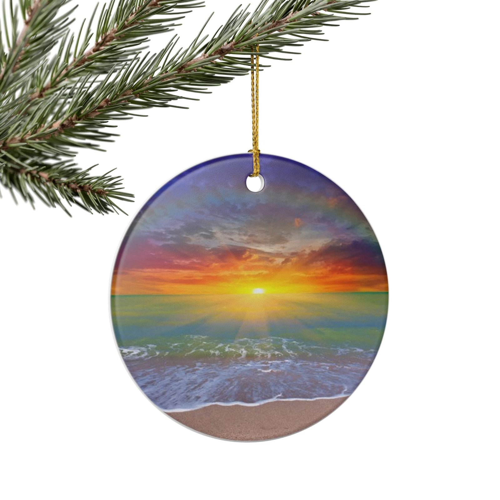 Sunrise Show Ceramic Ornament - Coastal Holiday Decoration