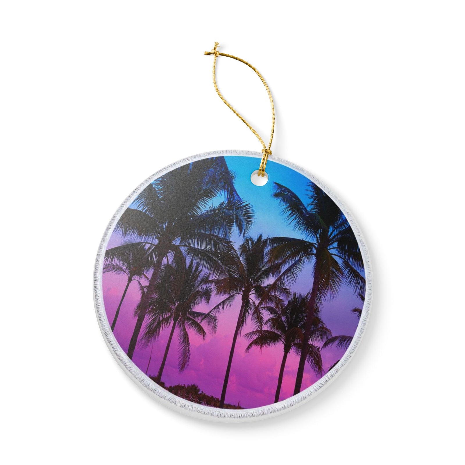 Twilight Palms Ceramic Ornament - Coastal Decoration