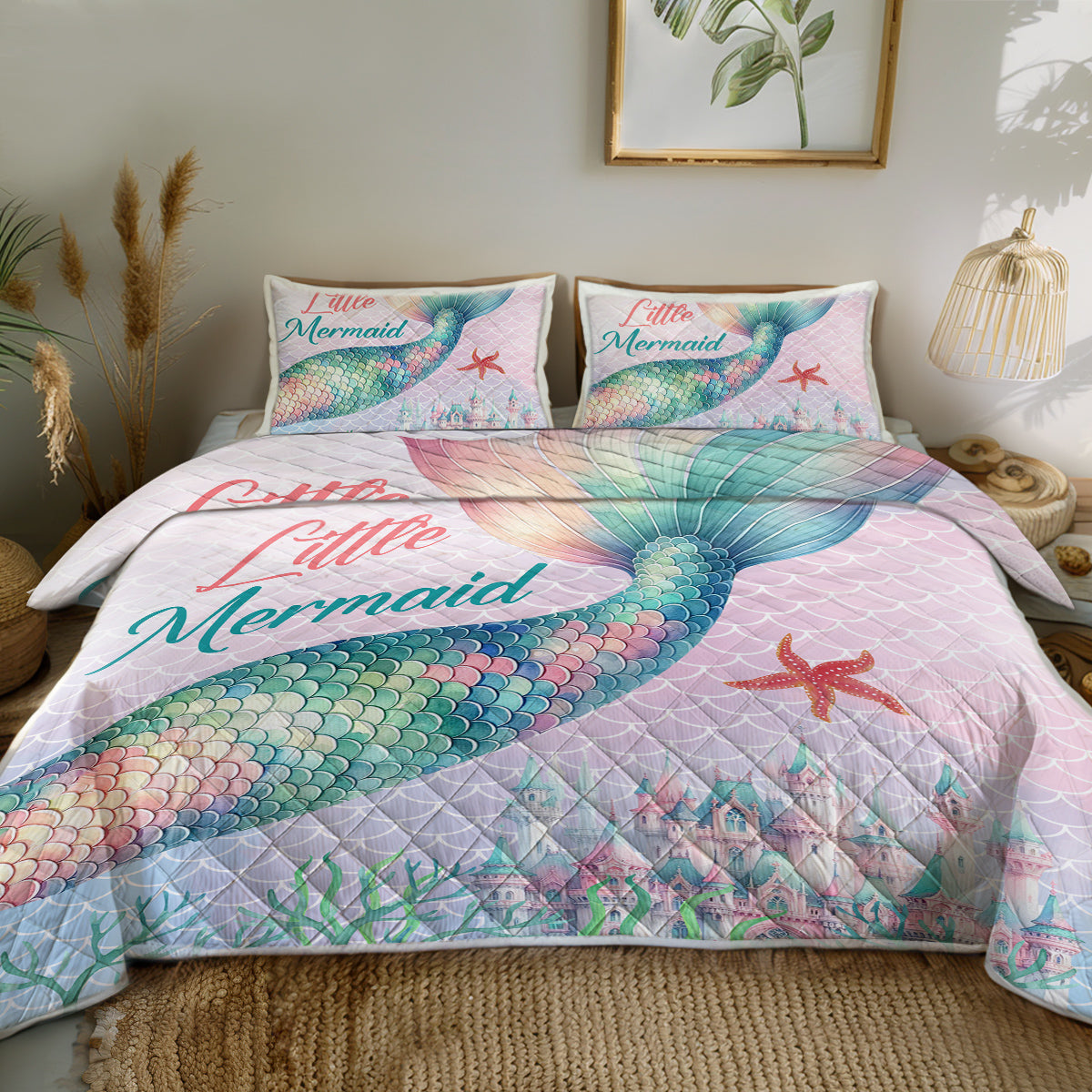 Mermaid Tale Quilted Coverlet - Lightweight, Breathable & Super Soft