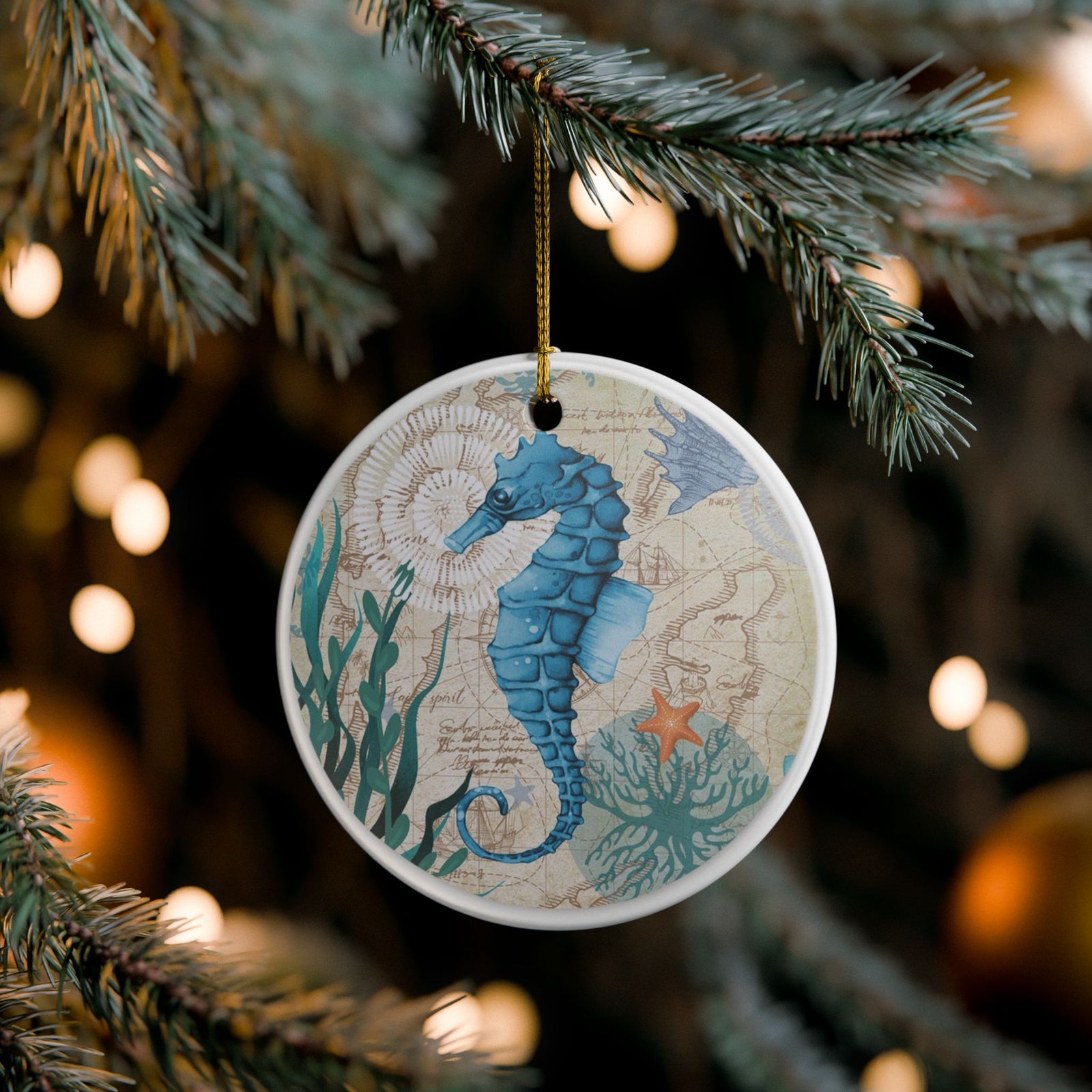 Seahorse Voyage Ceramic Ornament - Coastal Decoration