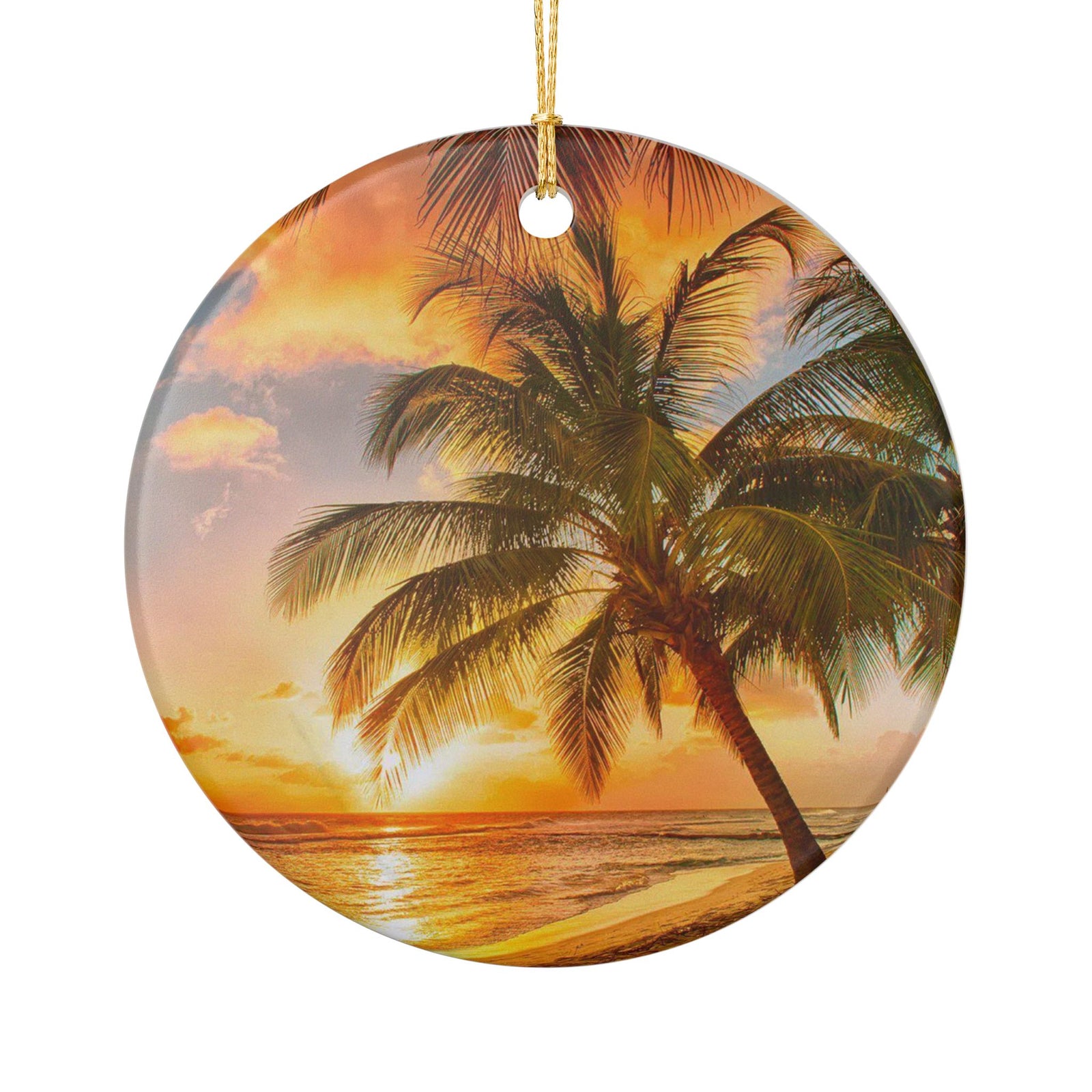 Tropical Palm Tree Ceramic Ornament – Coastal Holiday Decoration
