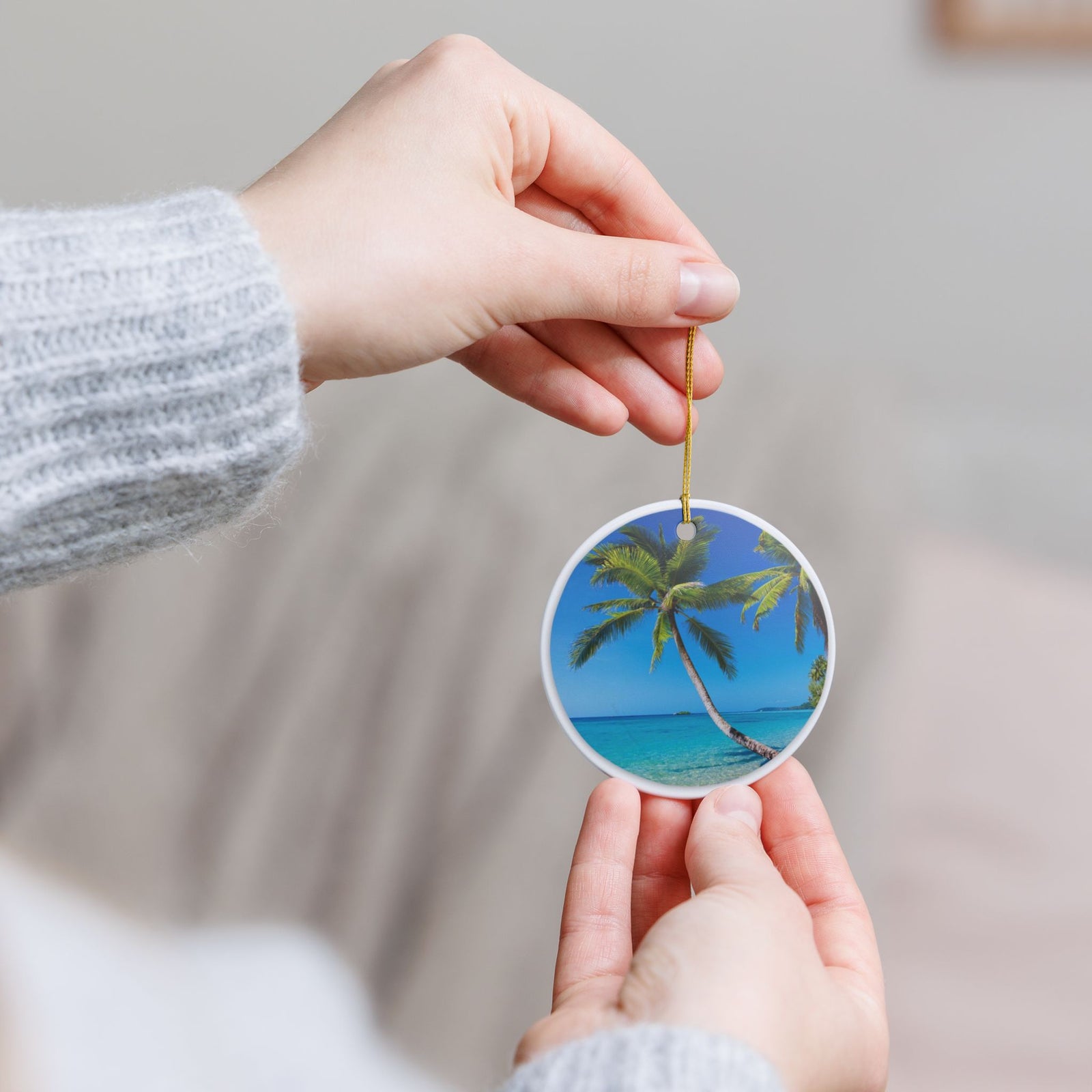 Tropical Paradise Ceramic Ornament - Coastal Holiday Decoration