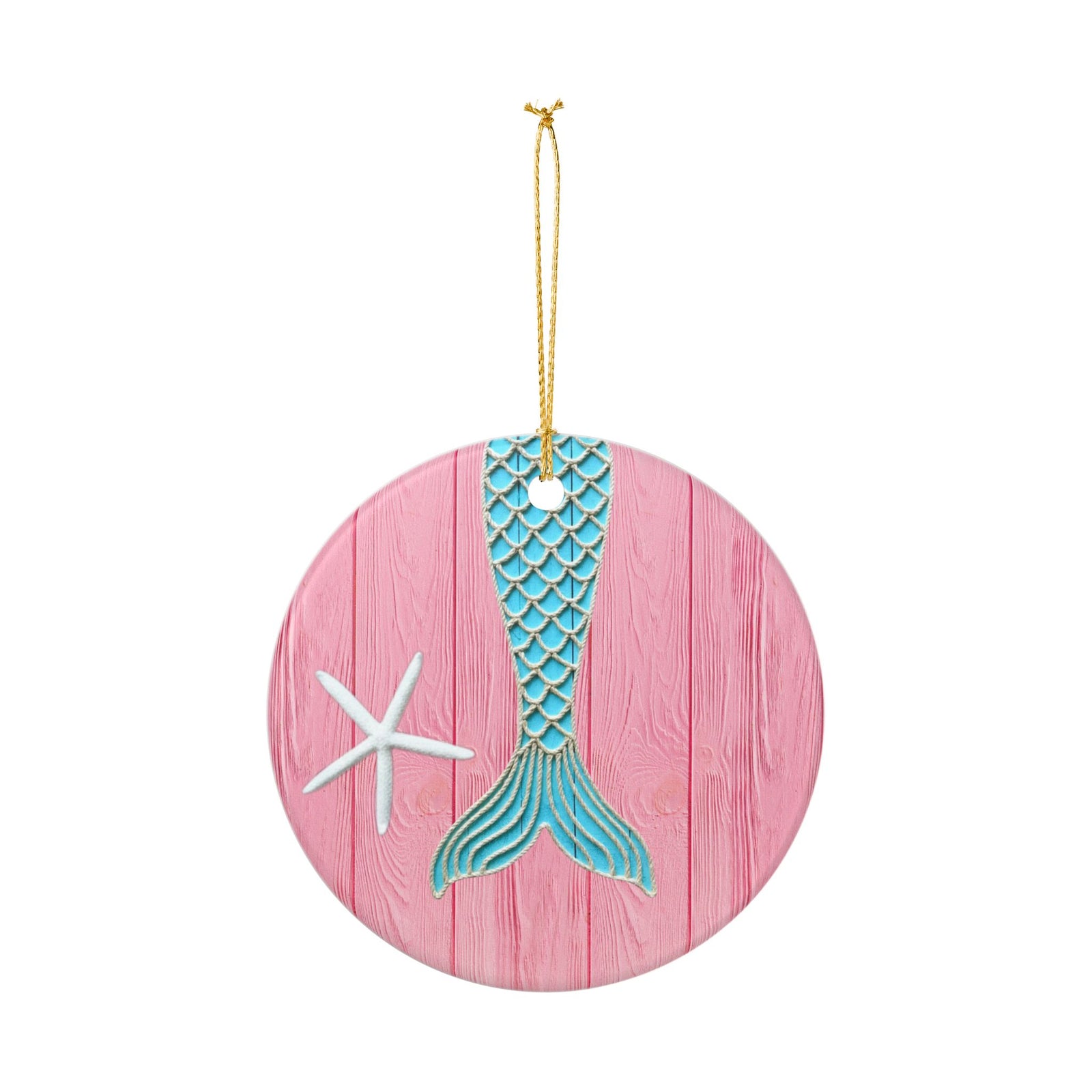 Mermaid Tail Ceramic Ornament - Coastal Holiday Decoration
