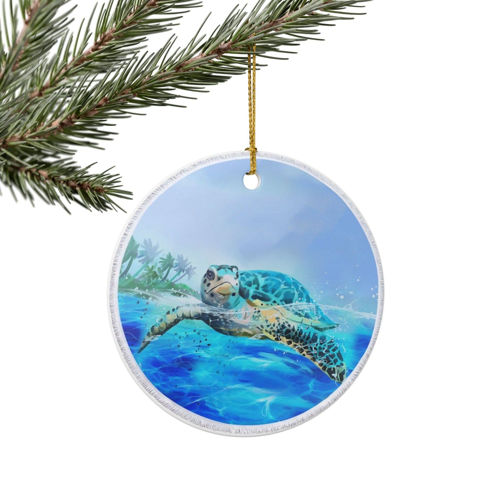 Azure Voyage Ceramic Ornament - Coastal Decoration