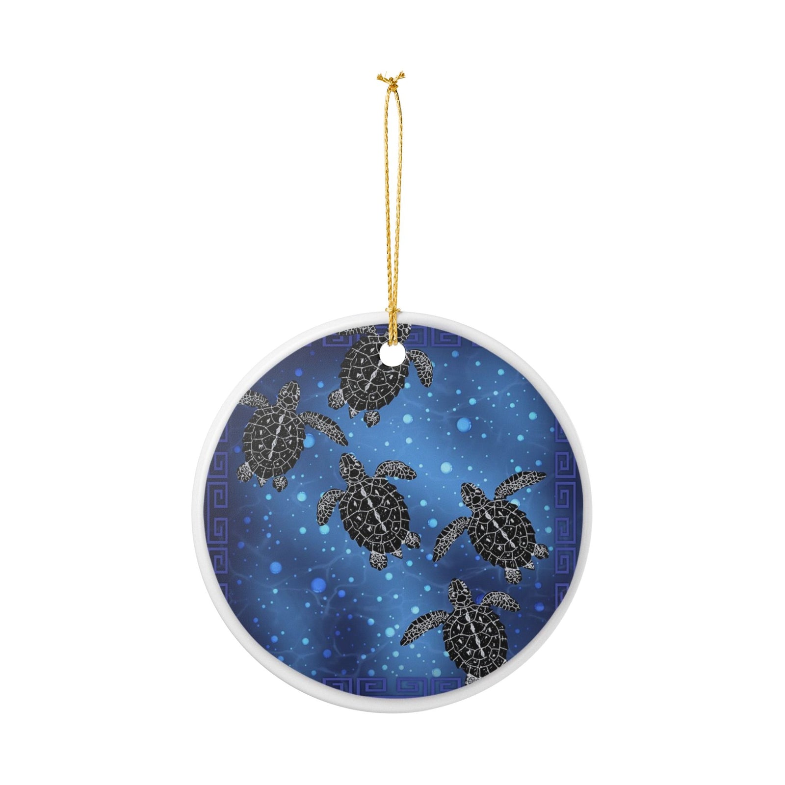 Cosmic Turtles Ceramic Ornament - Coastal Decoration