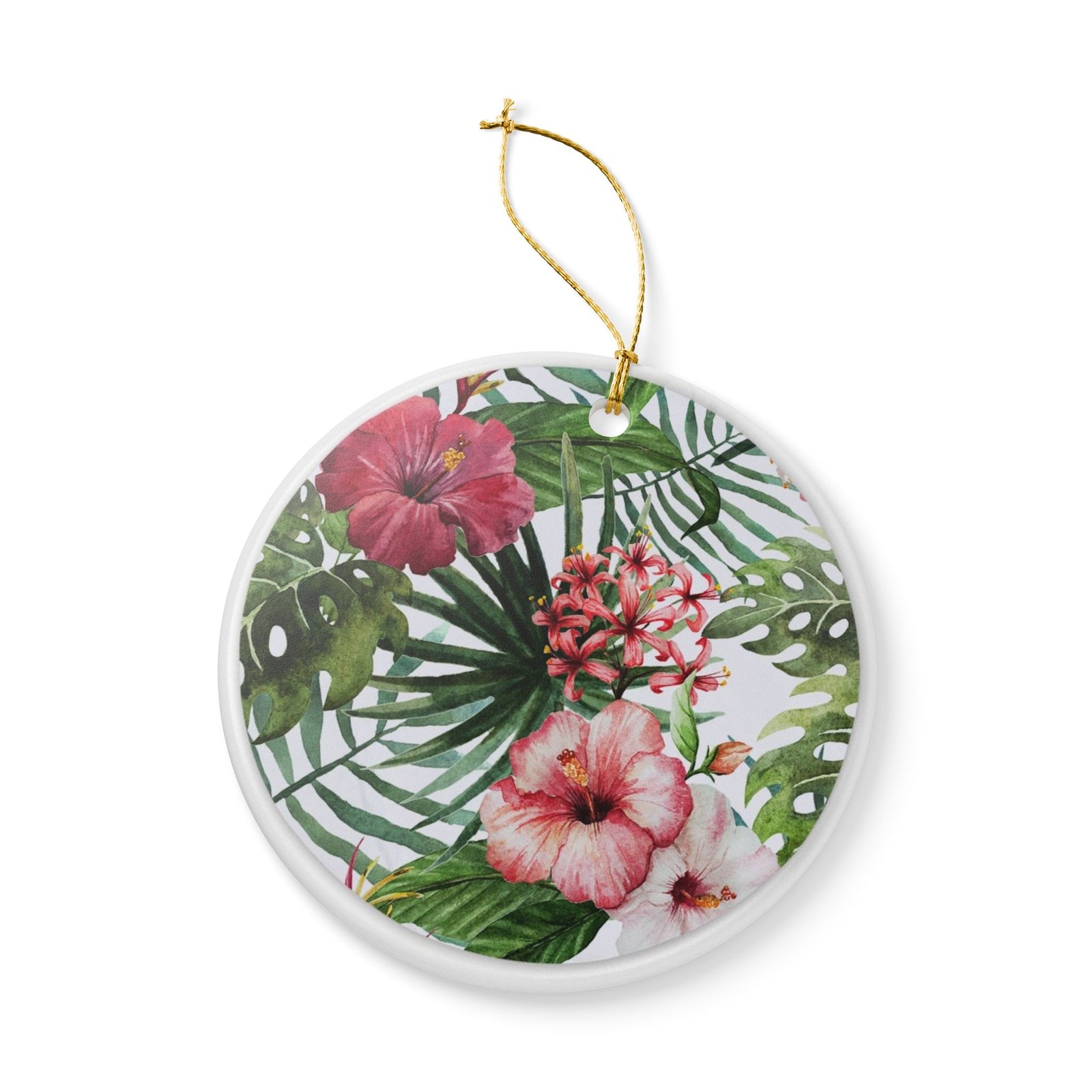 Tropical Bloom Ceramic Ornament - Coastal Decoration