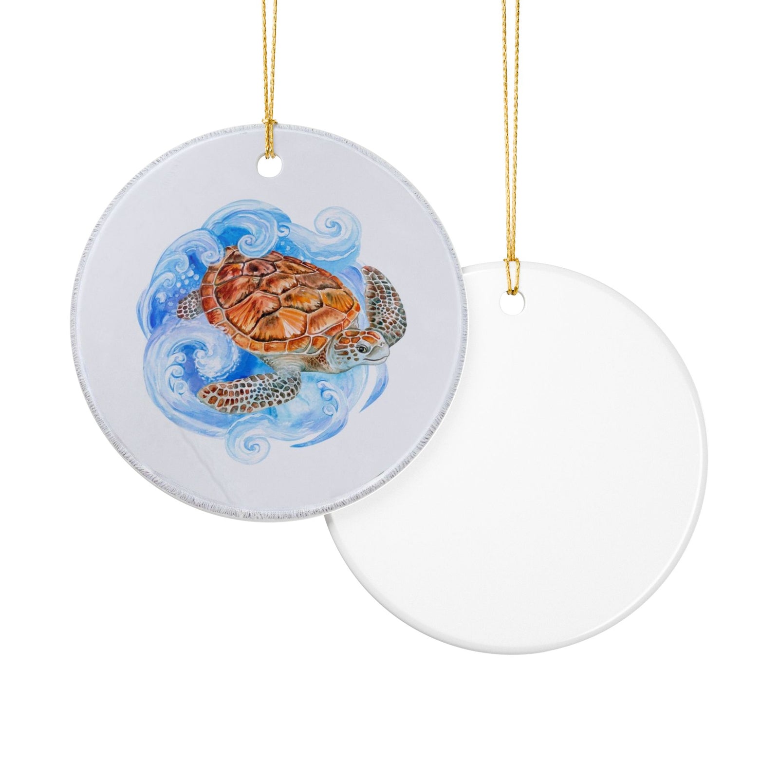 Sea Turtle's Dance Ceramic Ornament - Coastal Decoration