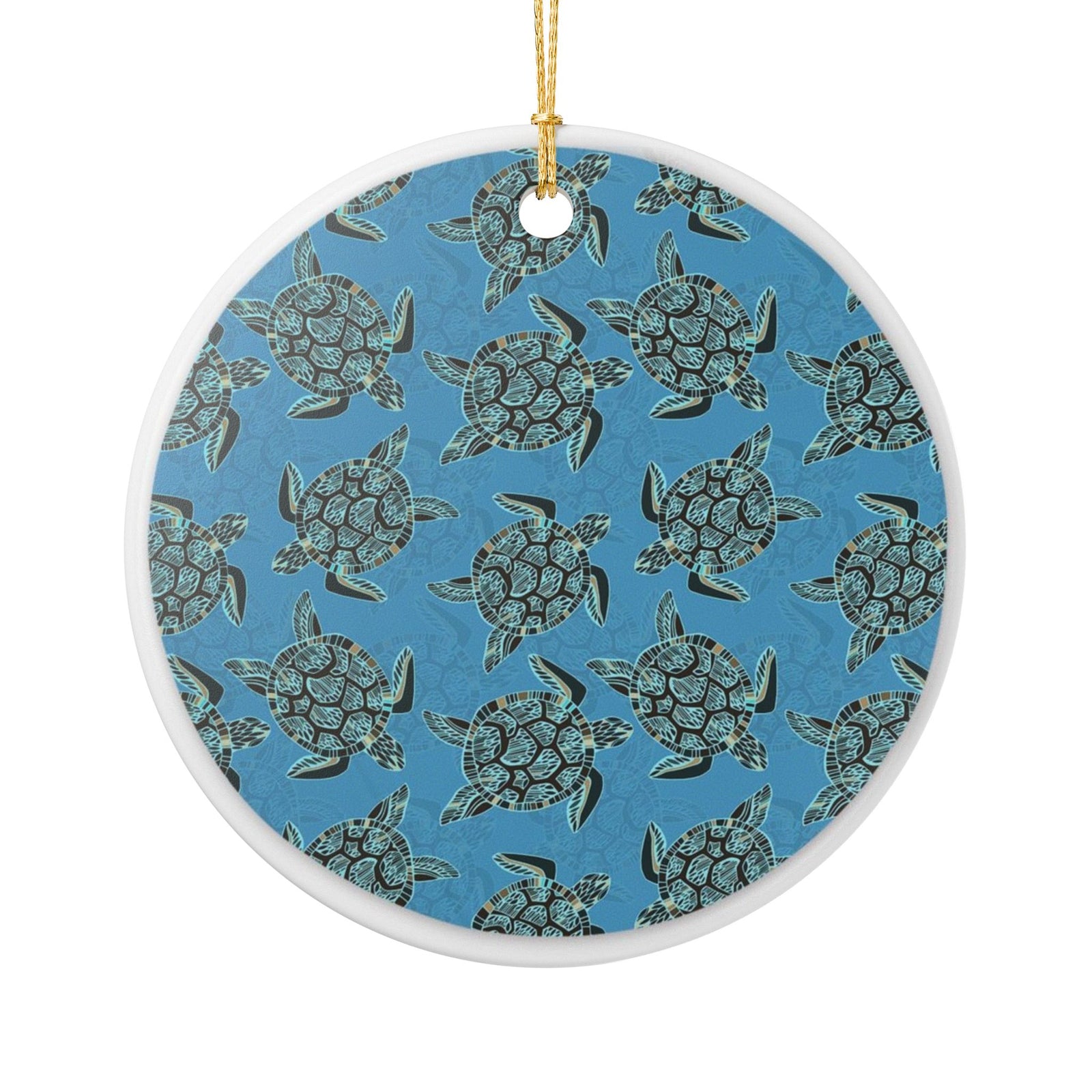 Sea Turtle Waltz Ceramic Ornament - Coastal Decoration