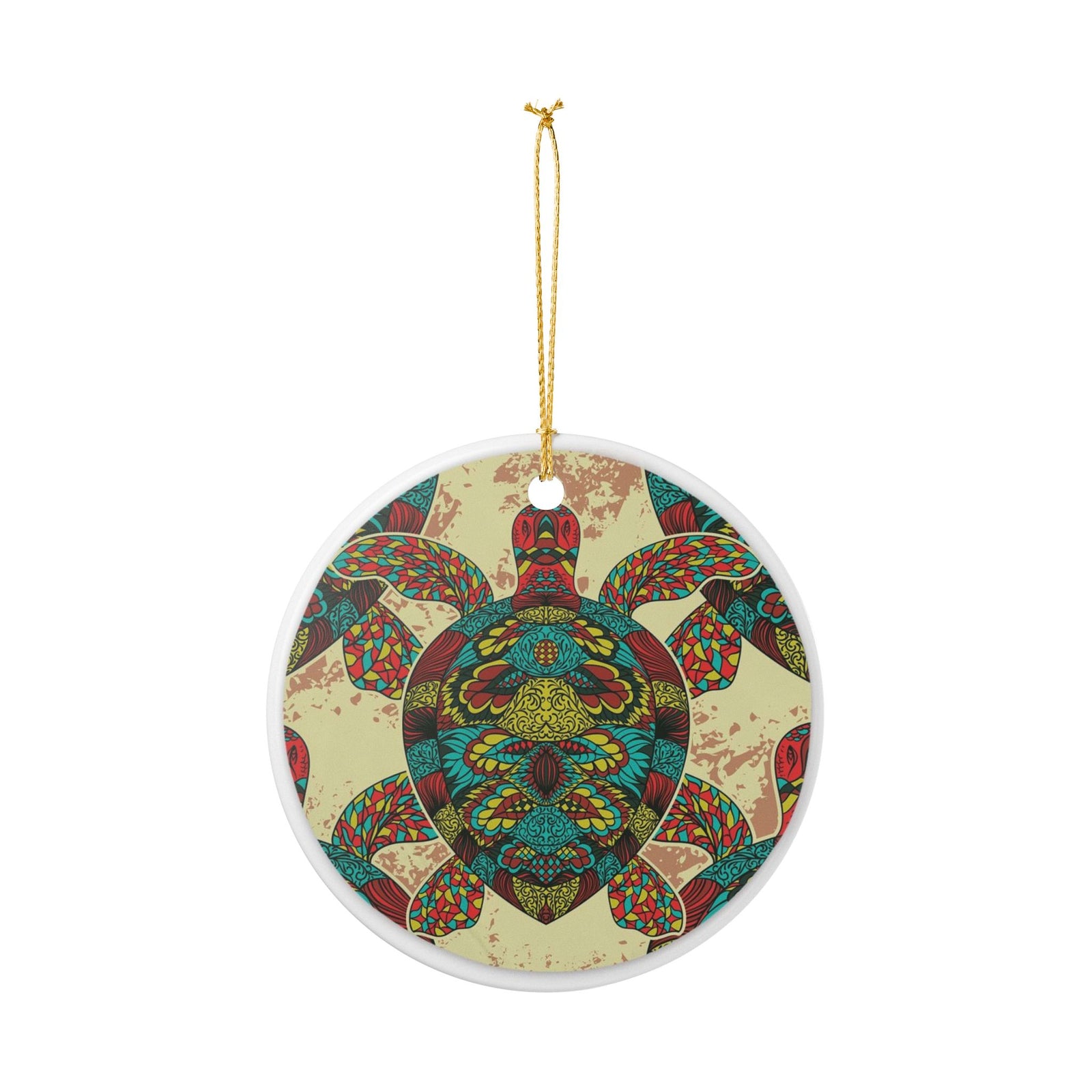 Sea Turtle Mandala Ceramic Ornament - Coastal Decoration