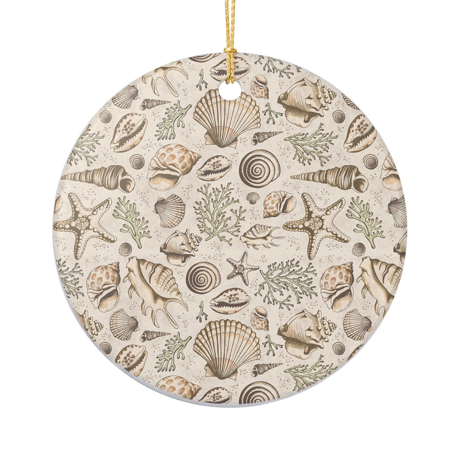 Seashells Ceramic Ornament - Coastal Holiday Decoration