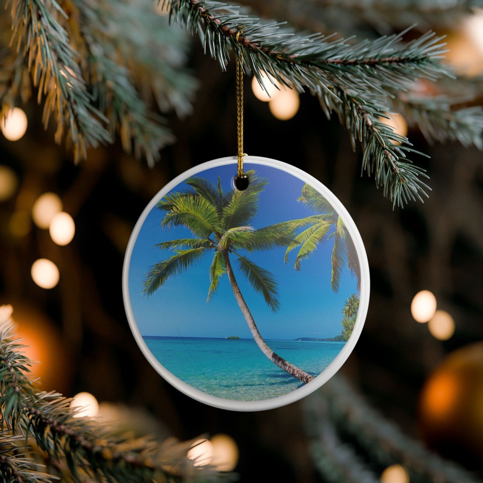 Tropical Paradise Ceramic Ornament - Coastal Holiday Decoration