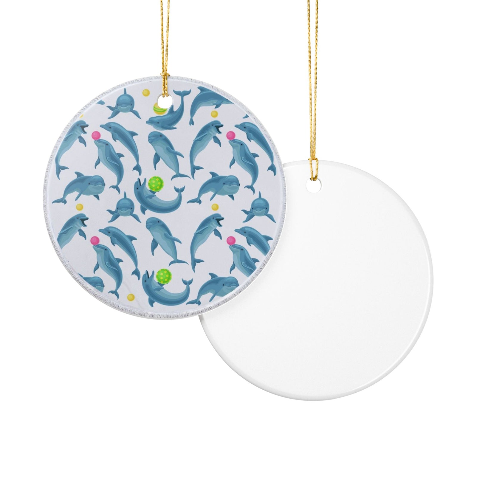 Dancing Dolphins Ceramic Ornament - Coastal Decoration