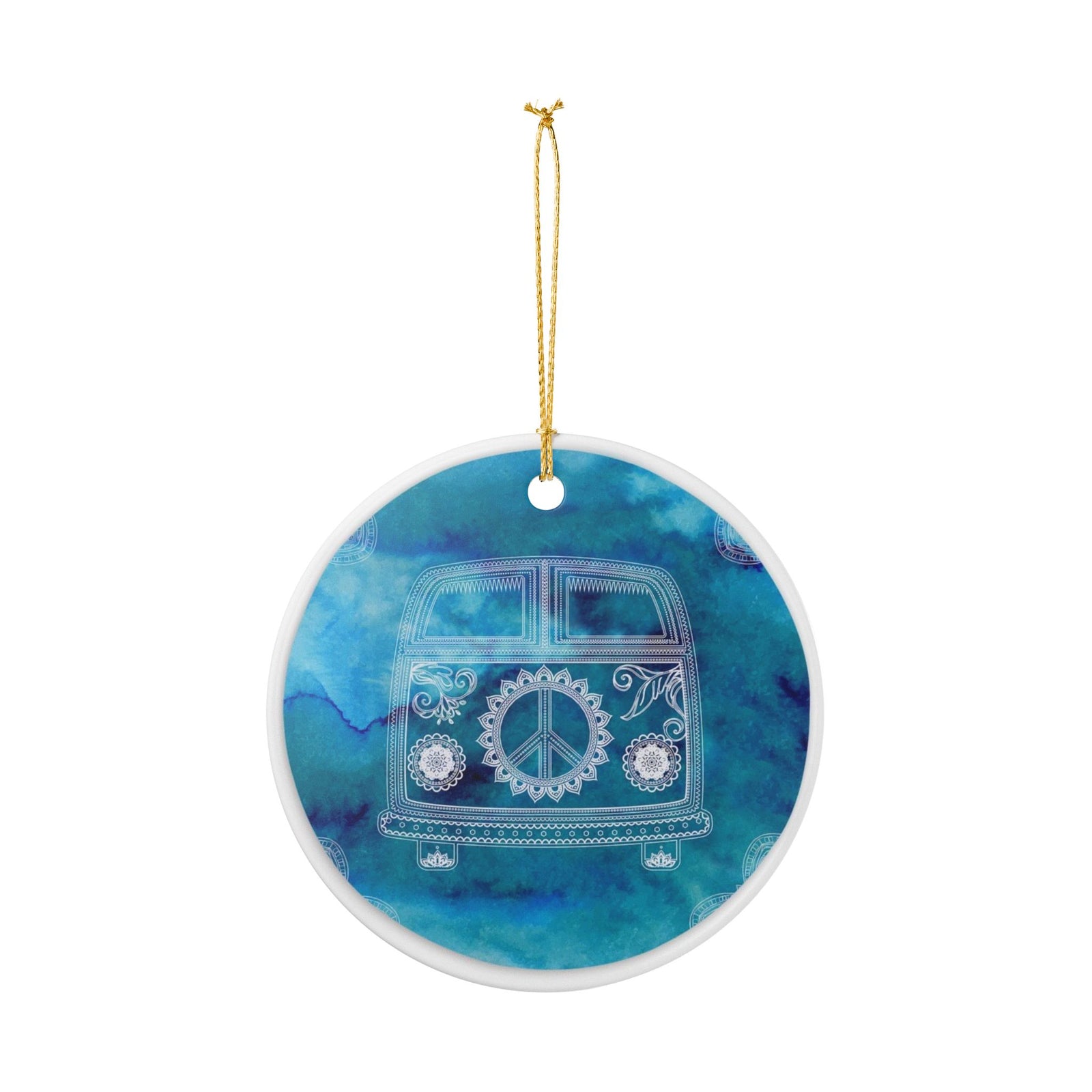 Peace Van Ceramic Ornament - Coastal Holiday Decoration