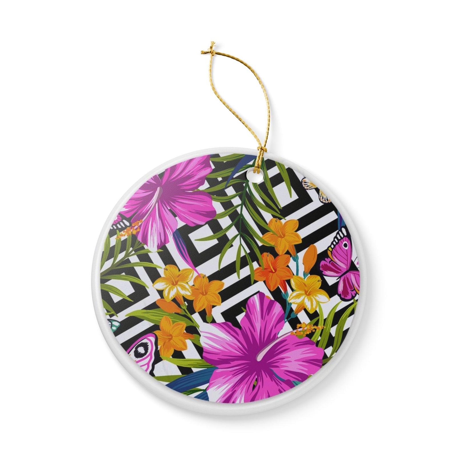 Tropical Geometric Bliss Ceramic Ornament - Coastal Decoration