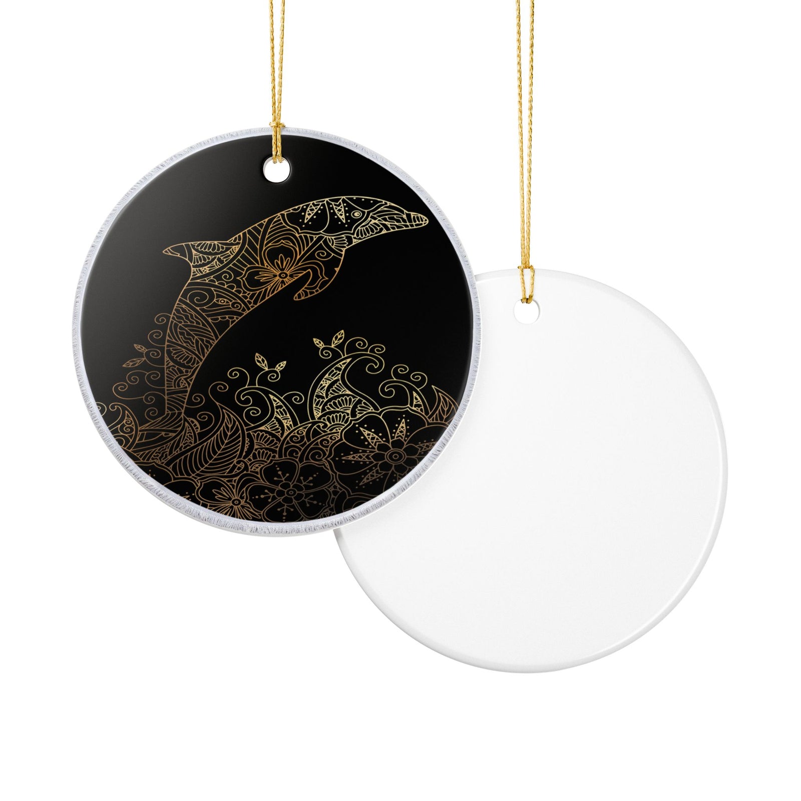 The Golden Dolphin Ceramic Ornament - Coastal Holiday Decoration