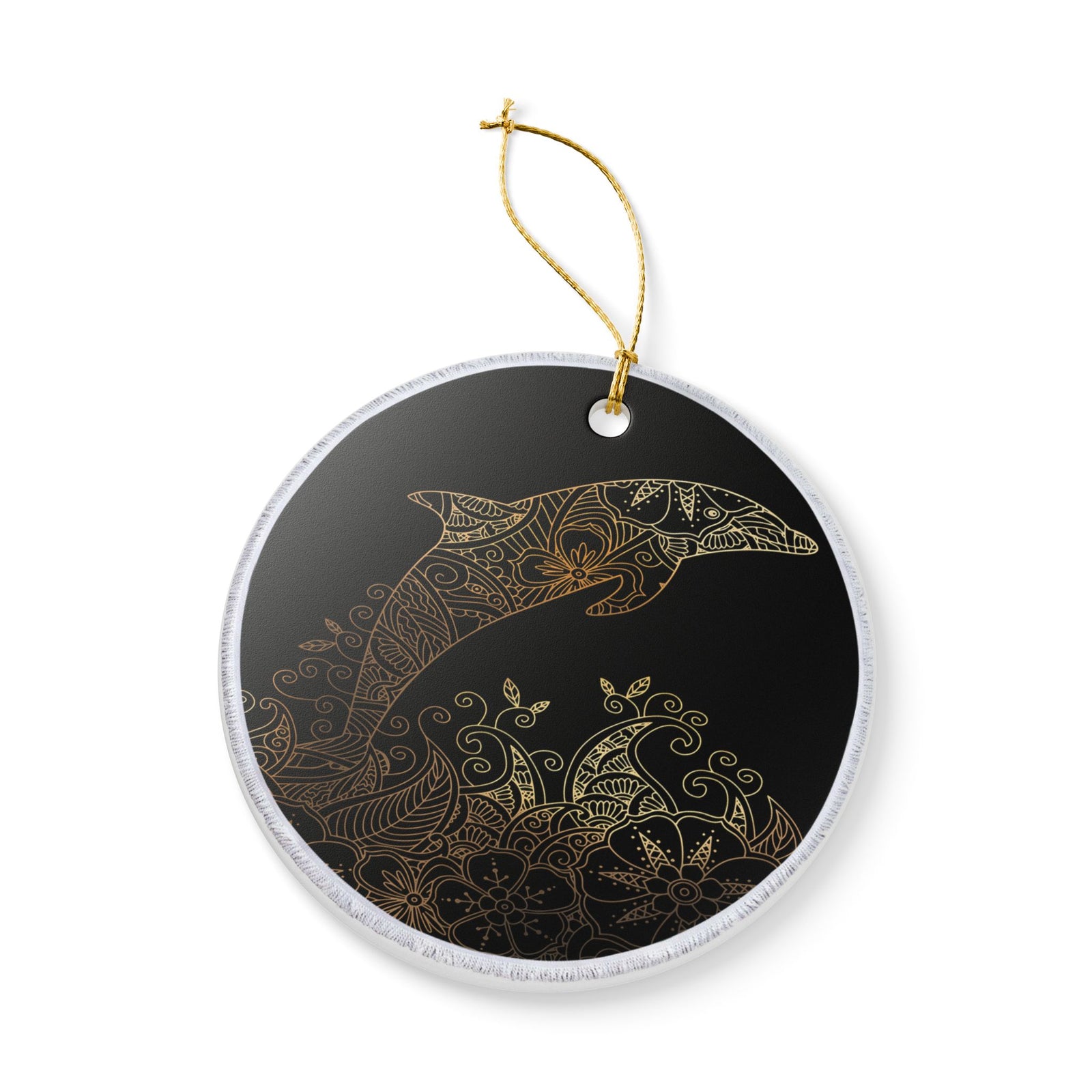 The Golden Dolphin Ceramic Ornament - Coastal Holiday Decoration