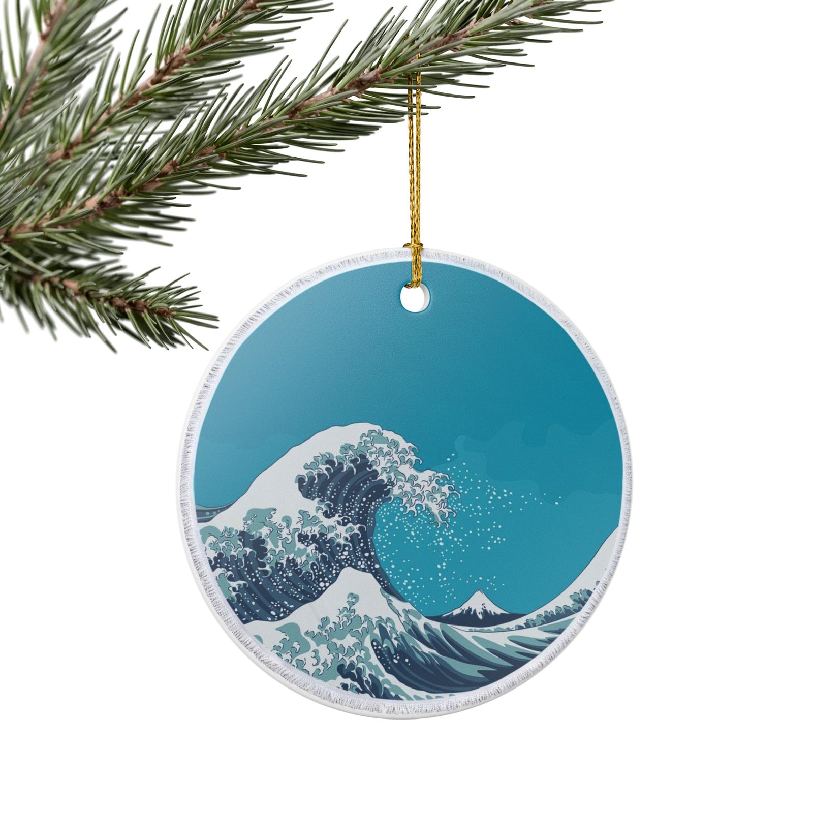 Great Wave Ceramic Ornament - Coastal Decoration