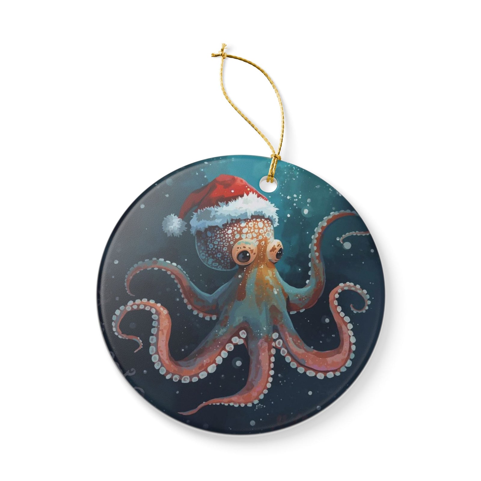 Santa-pus Ceramic Ornament - Coastal Holiday Decoration