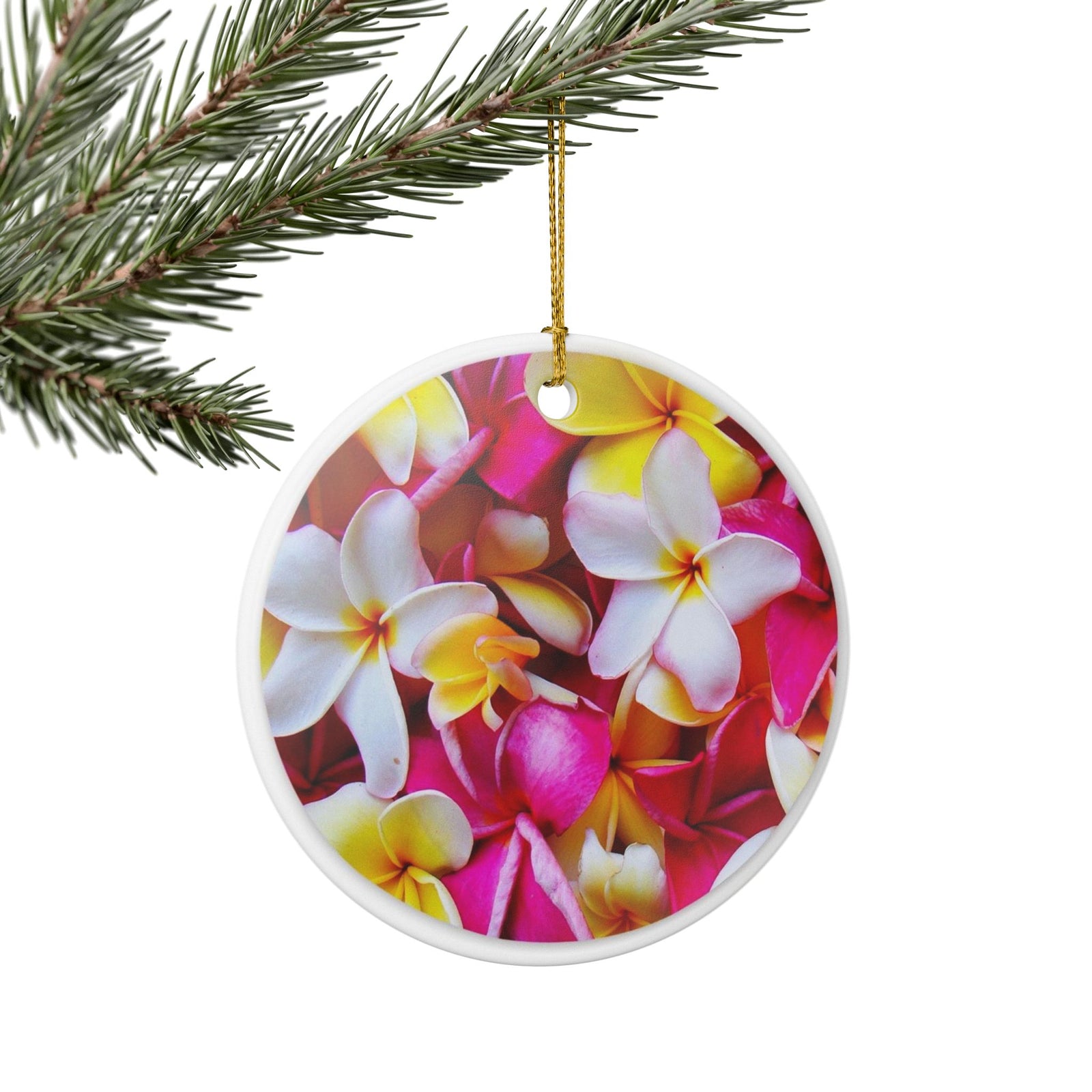 Floral Harmony in Pink and Yellow Ceramic Ornament - Coastal Decoration
