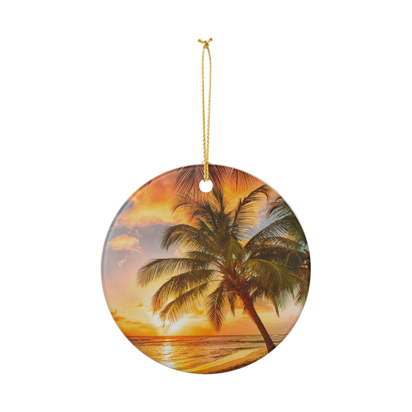 Tropical Palm Tree Ceramic Ornament – Coastal Holiday Decoration