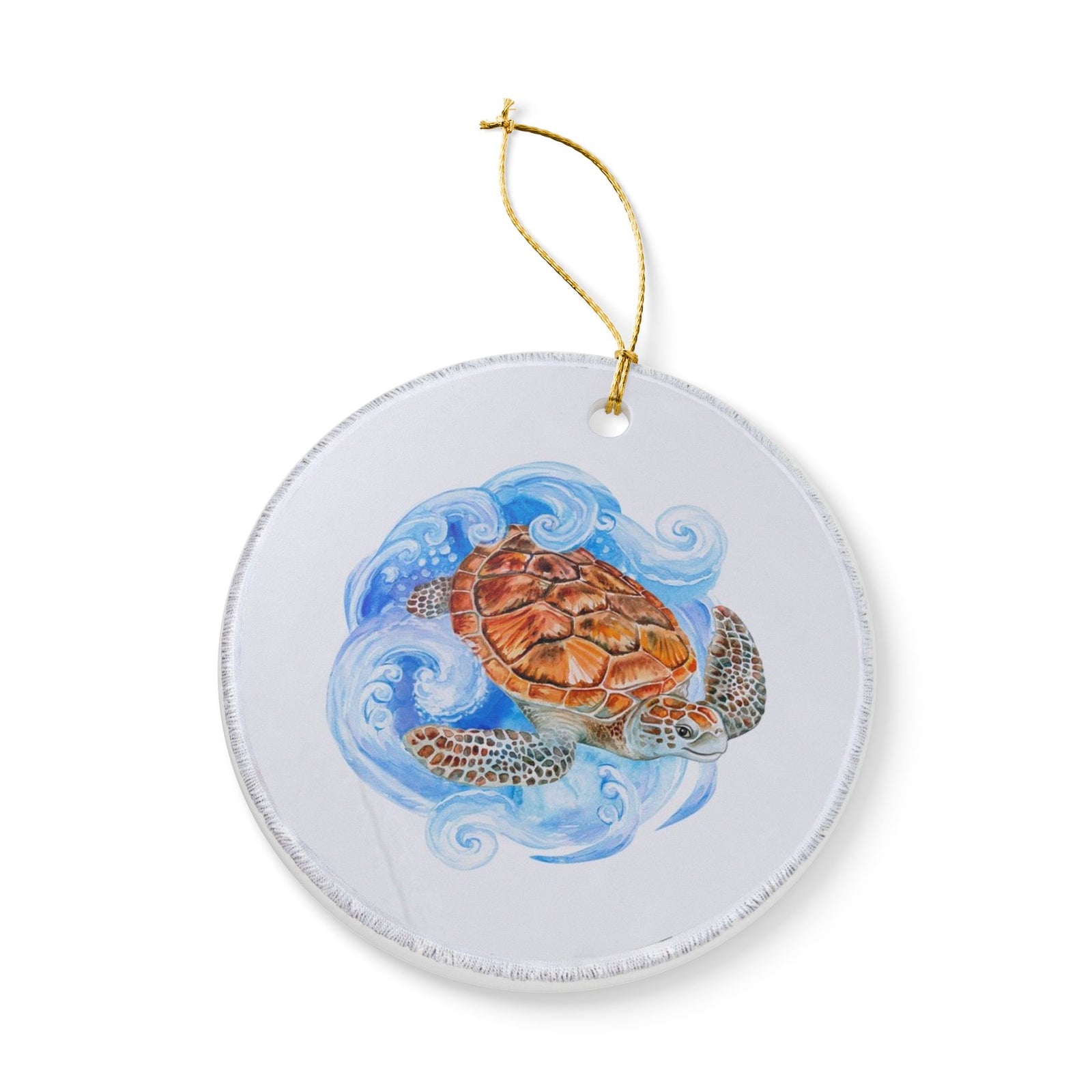 Sea Turtle's Dance Ceramic Ornament - Coastal Decoration