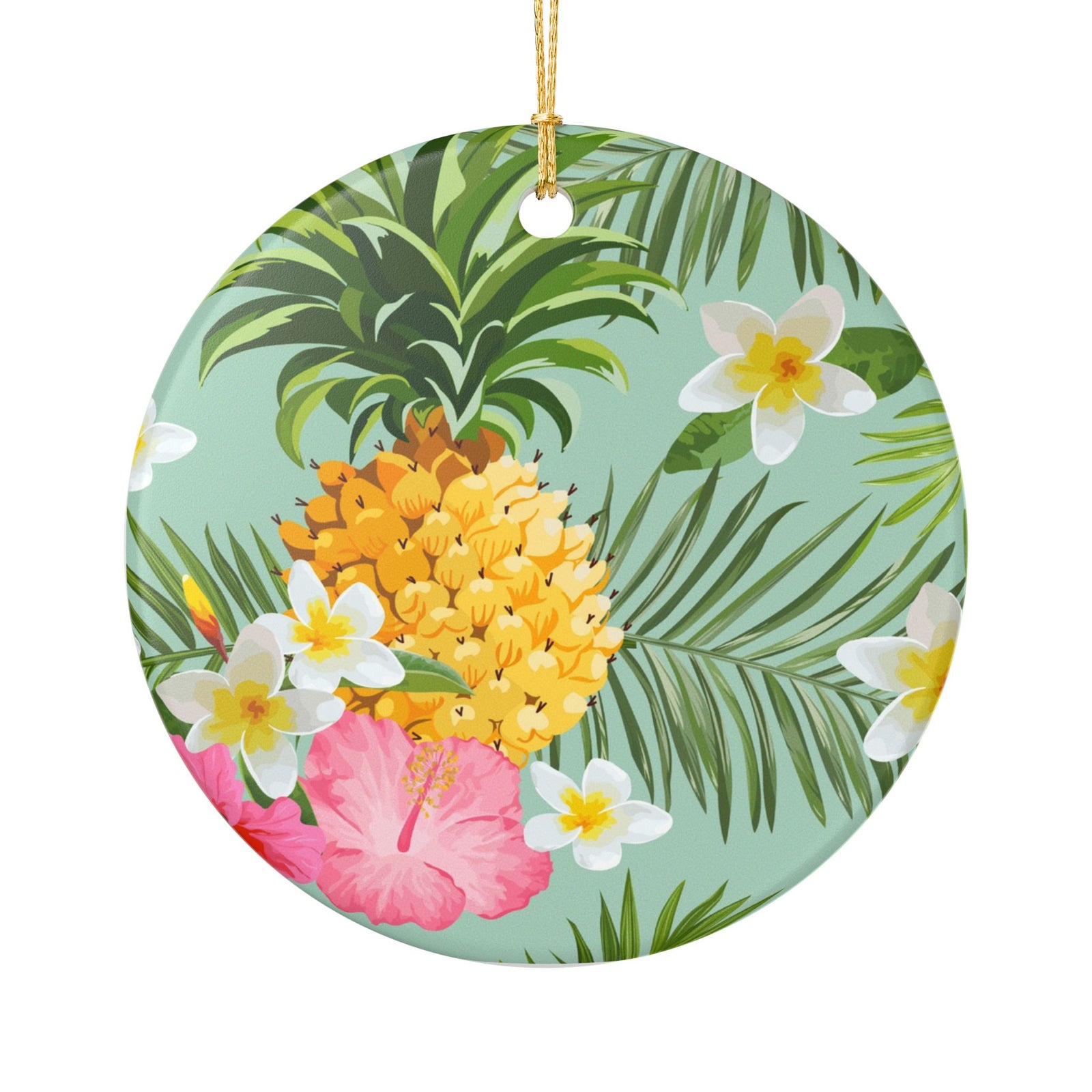Tropical Pineapple Ceramic Ornament - Coastal Holiday Decoration