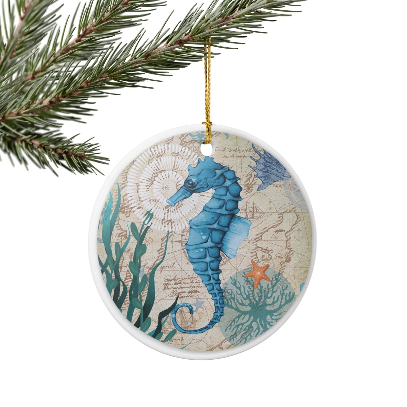 Seahorse Voyage Ceramic Ornament - Coastal Decoration