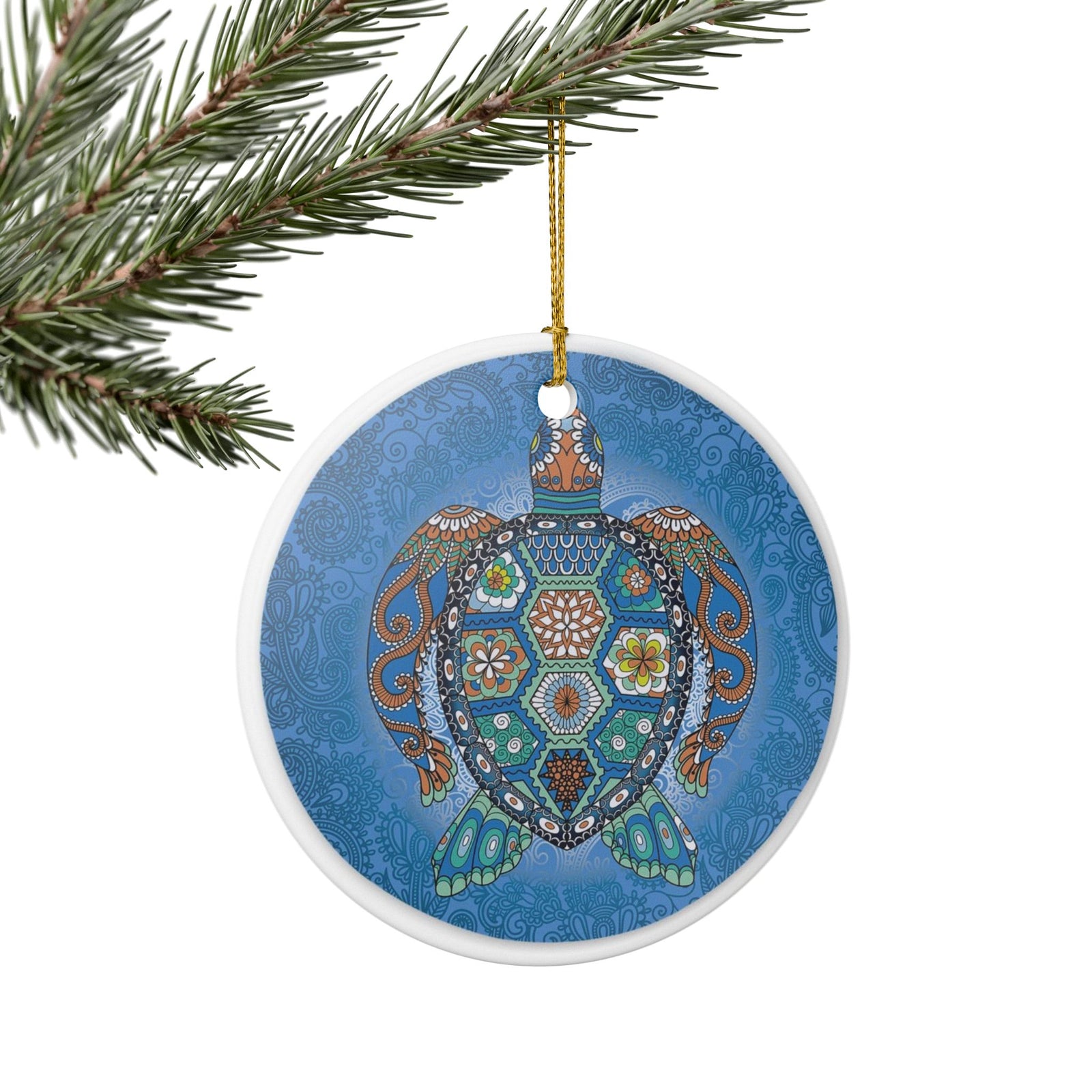 Turtle of Tranquility Ceramic Ornament - Coastal Decoration