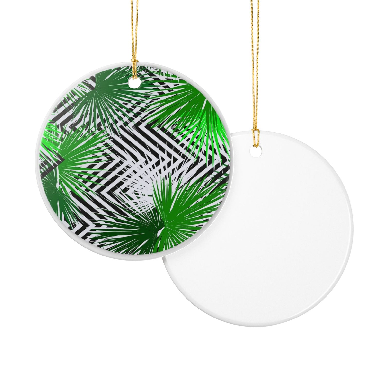 Geometric Palm Ceramic Ornament - Coastal Decoration