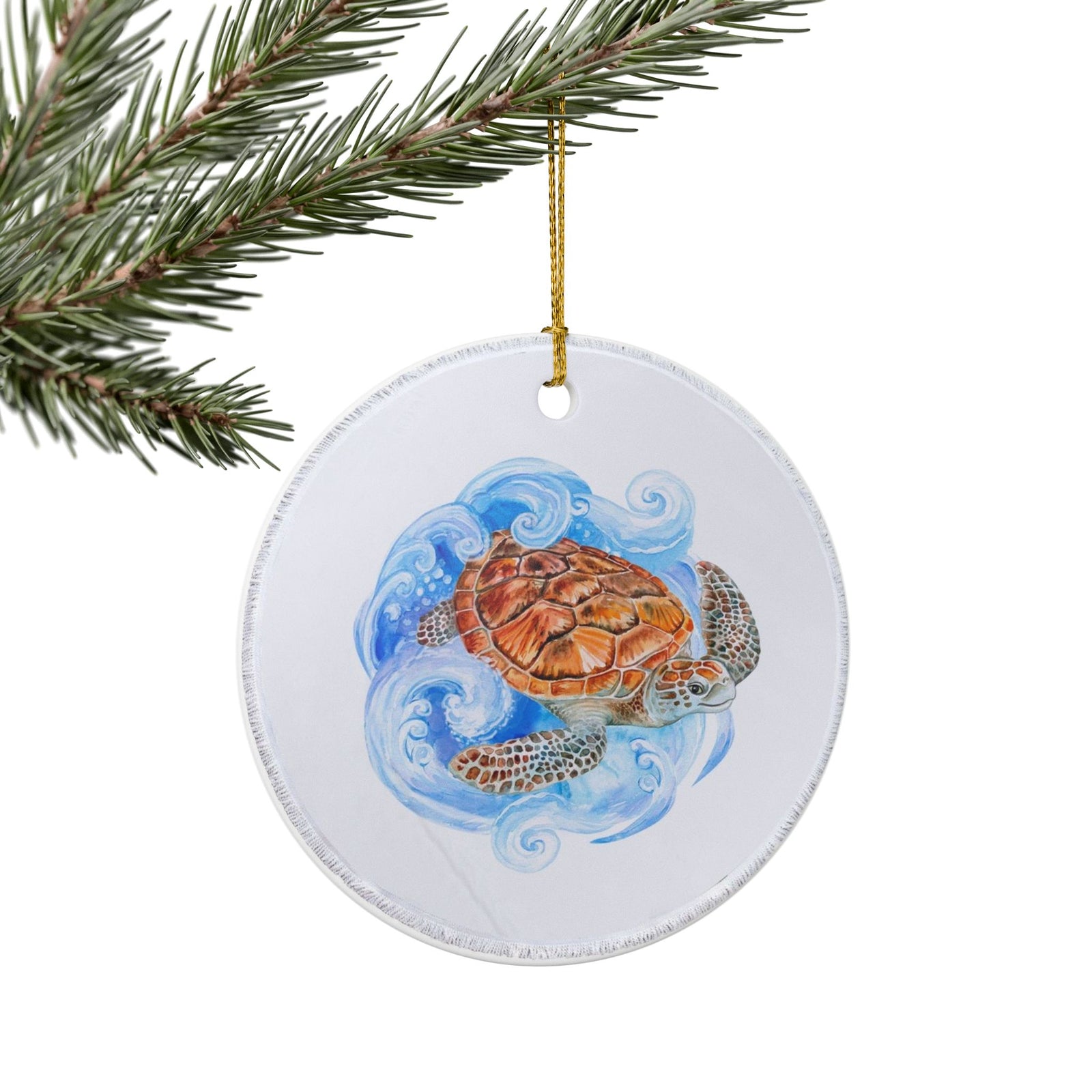 Sea Turtle's Dance Ceramic Ornament - Coastal Decoration