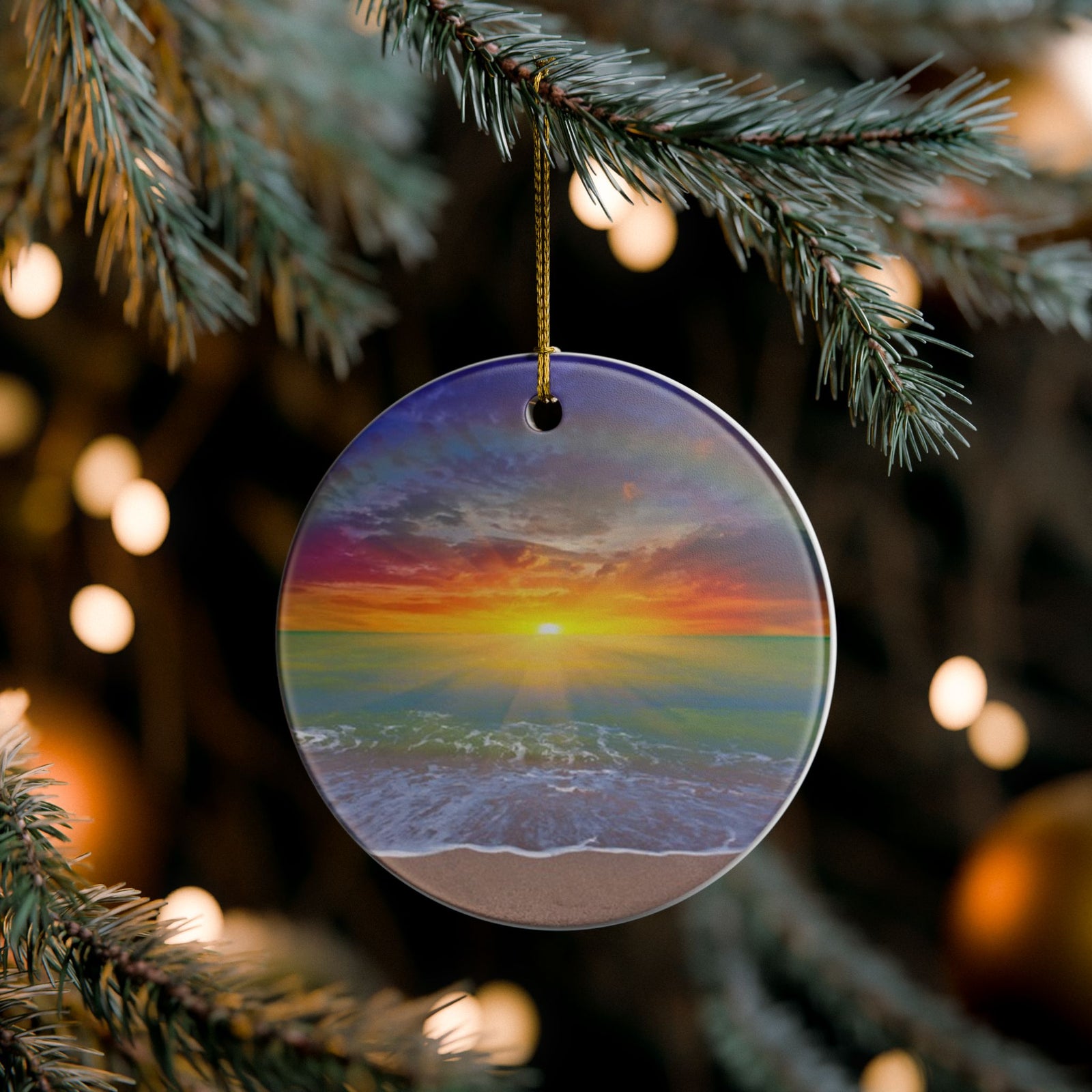 Sunrise Show Ceramic Ornament - Coastal Holiday Decoration