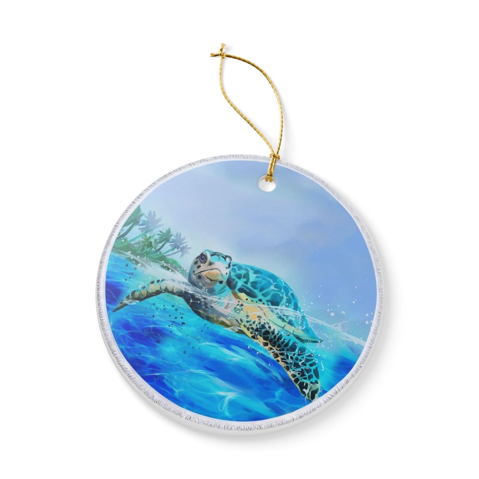 Azure Voyage Ceramic Ornament - Coastal Decoration