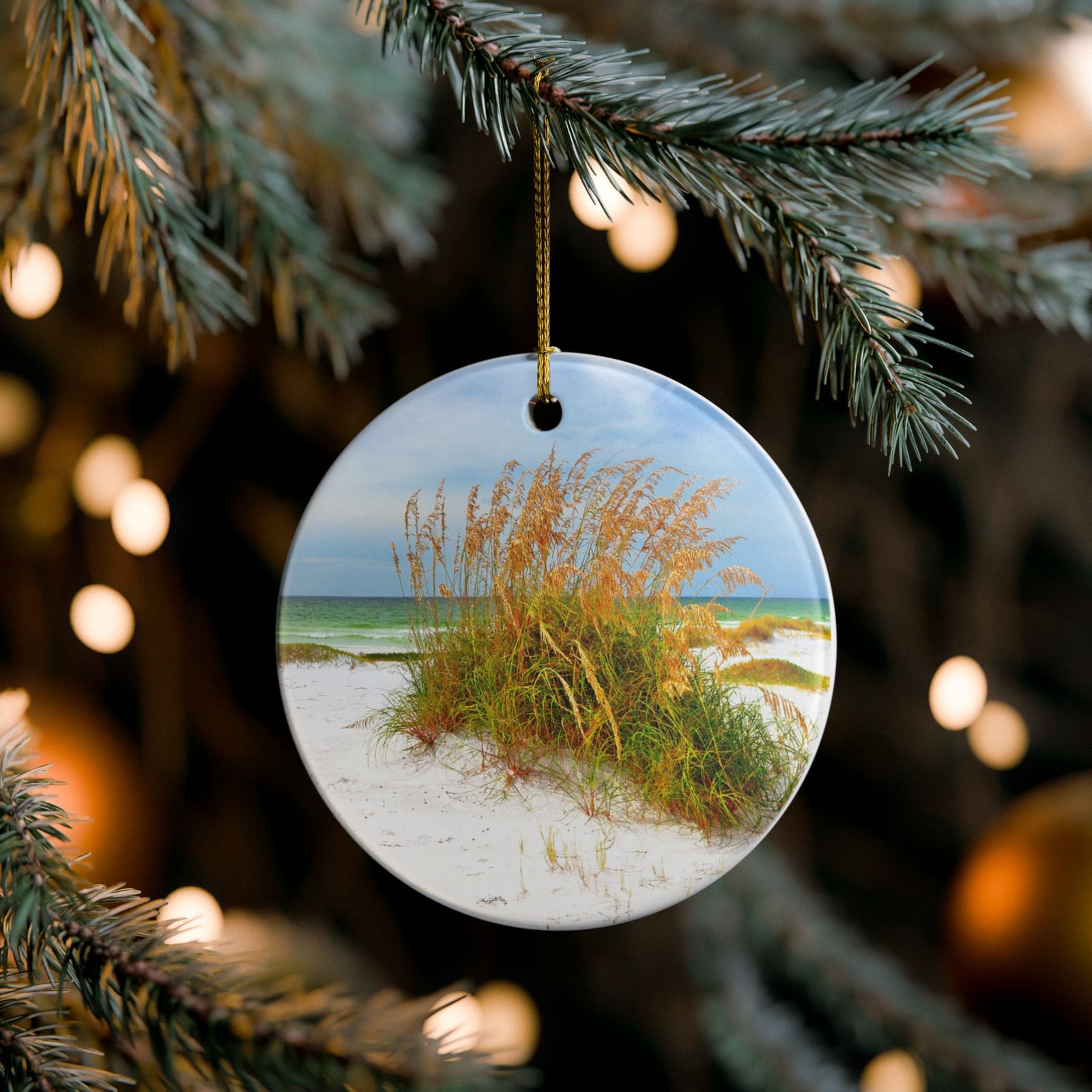 Siesta Keys Ceramic Ornament - Coastal Holiday Decoration
