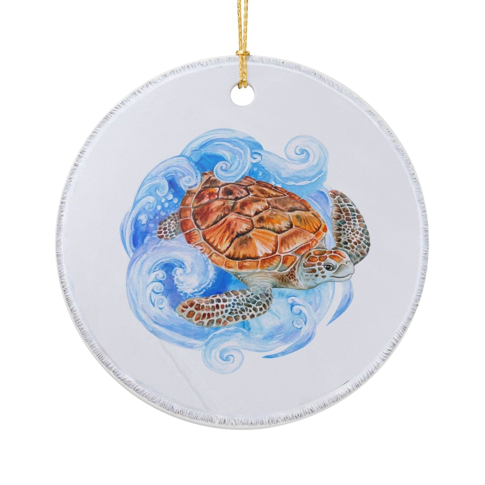 Sea Turtle's Dance Ceramic Ornament - Coastal Decoration