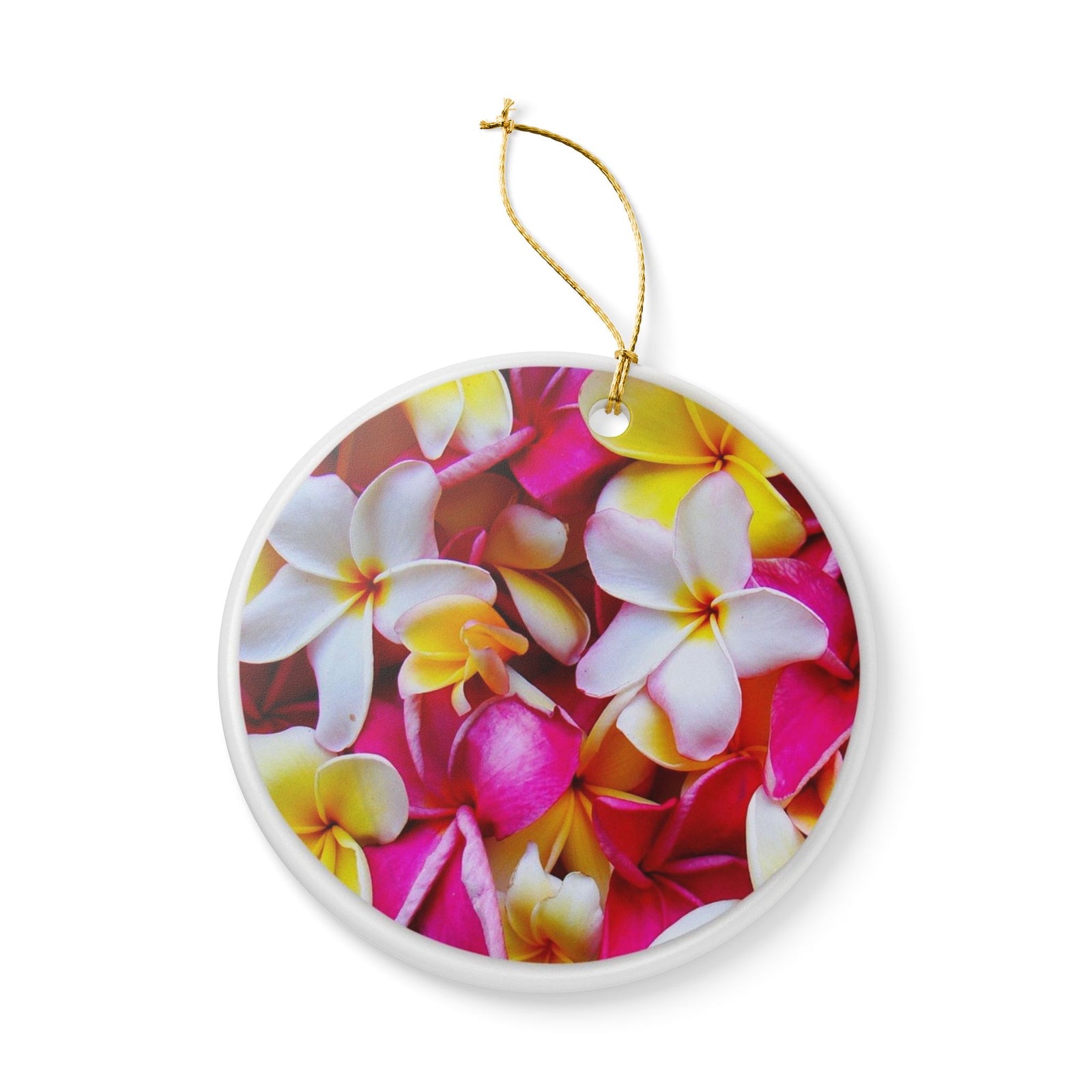 Floral Harmony in Pink and Yellow Ceramic Ornament - Coastal Decoration