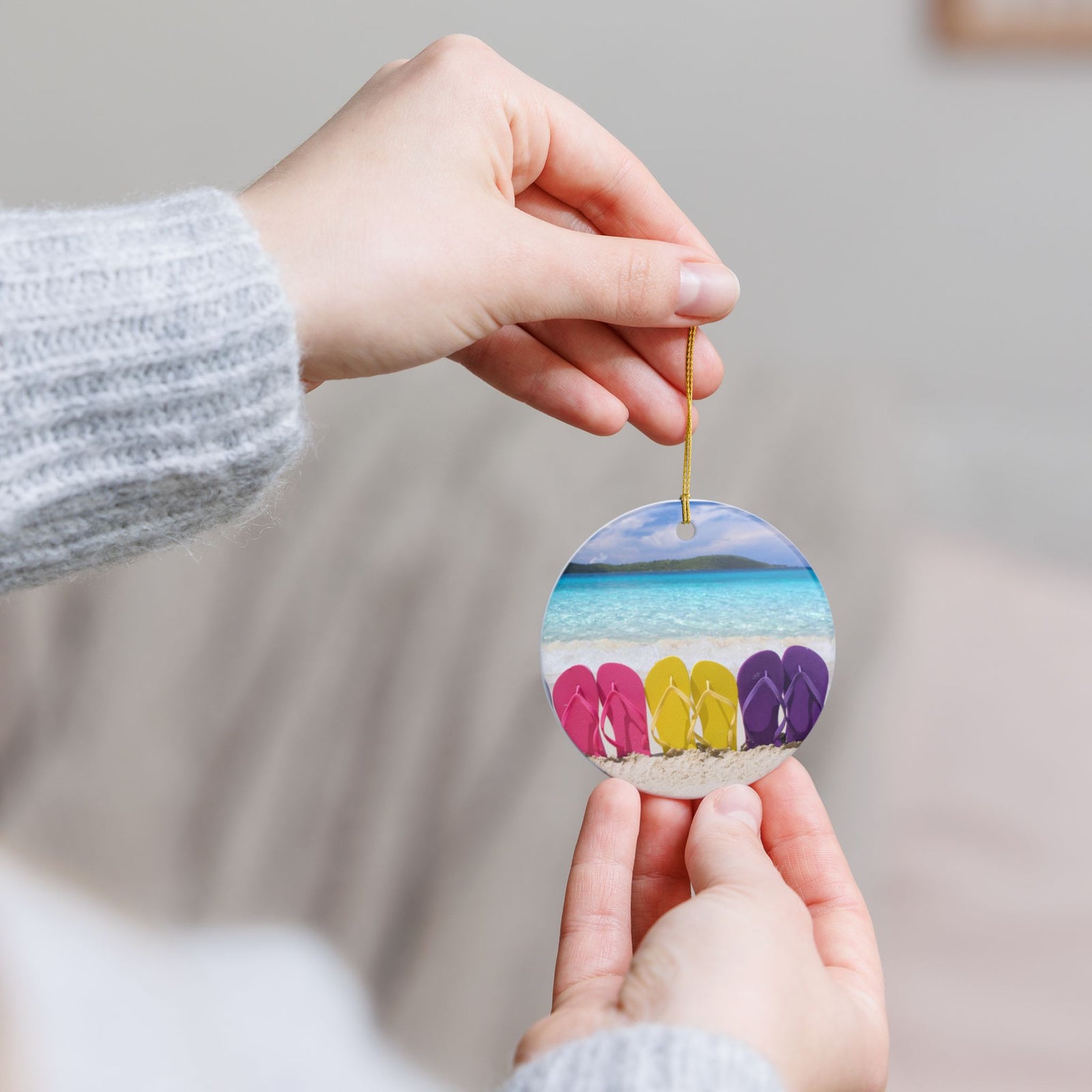 Flip Flop Friends Ceramic Ornament - Coastal Holiday Decoration