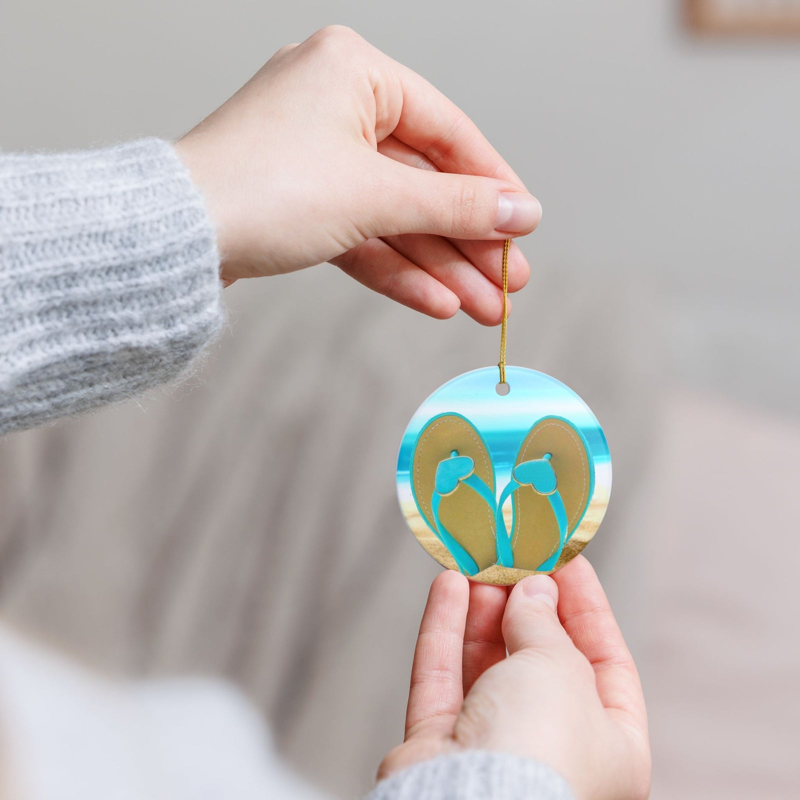 Flip Flops Ceramic Ornament - Coastal Holiday Decoration