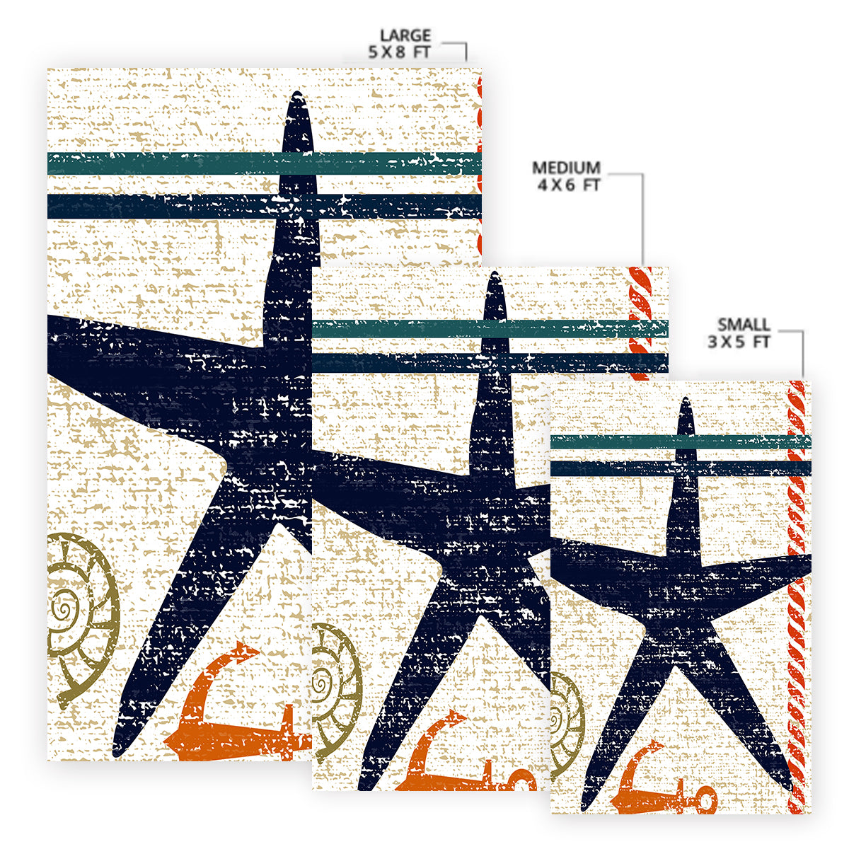 Beachy Starfish Area Rug