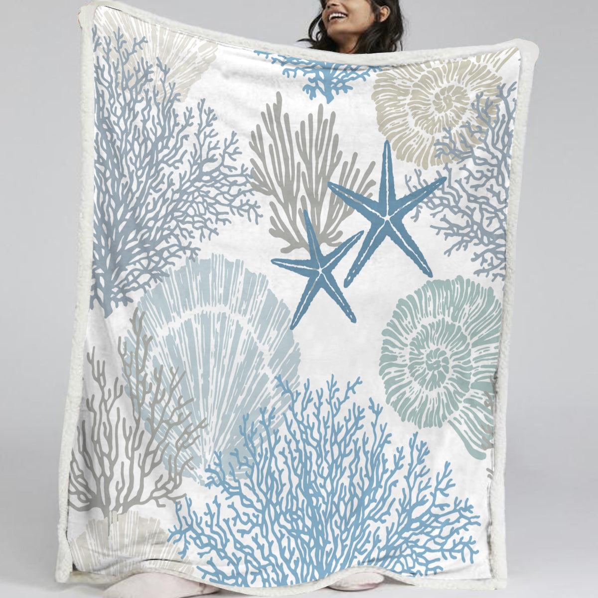 Coastal Coral Soft Sherpa Blanket