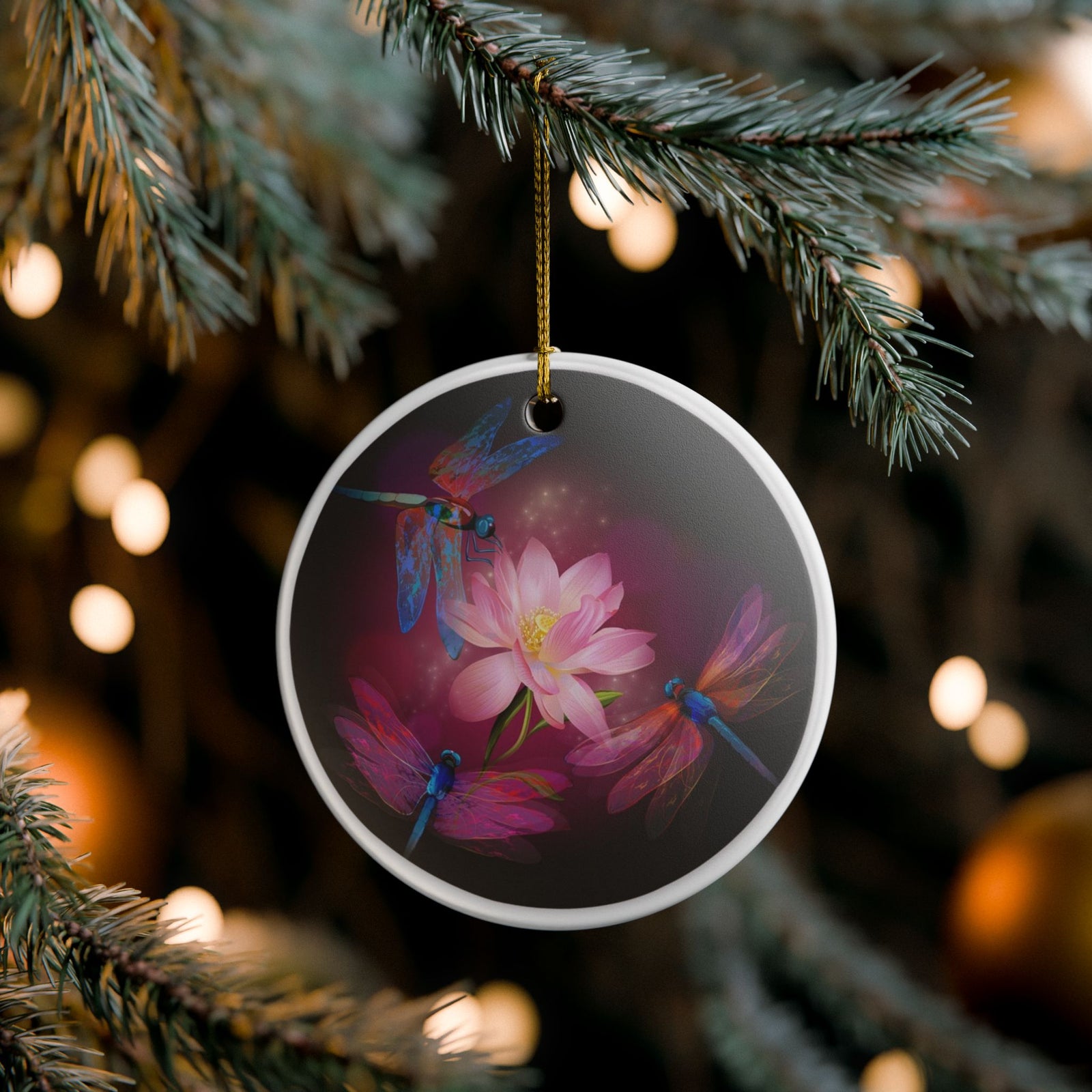 Dragonfly Dance Ceramic Ornament - Coastal Decoration