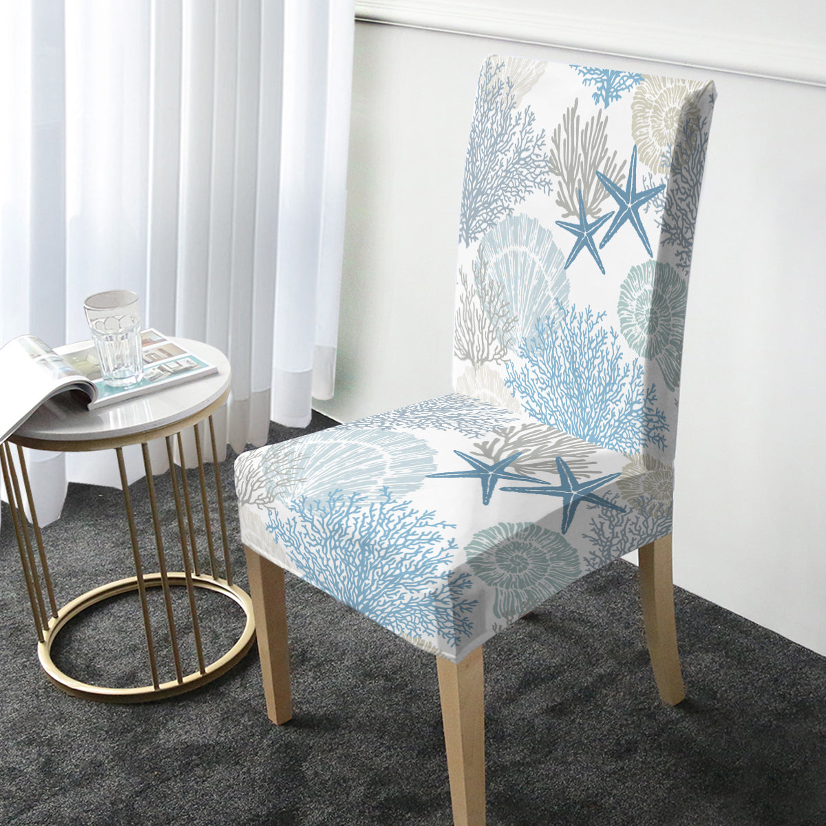 Coastal Coral Chair Cover