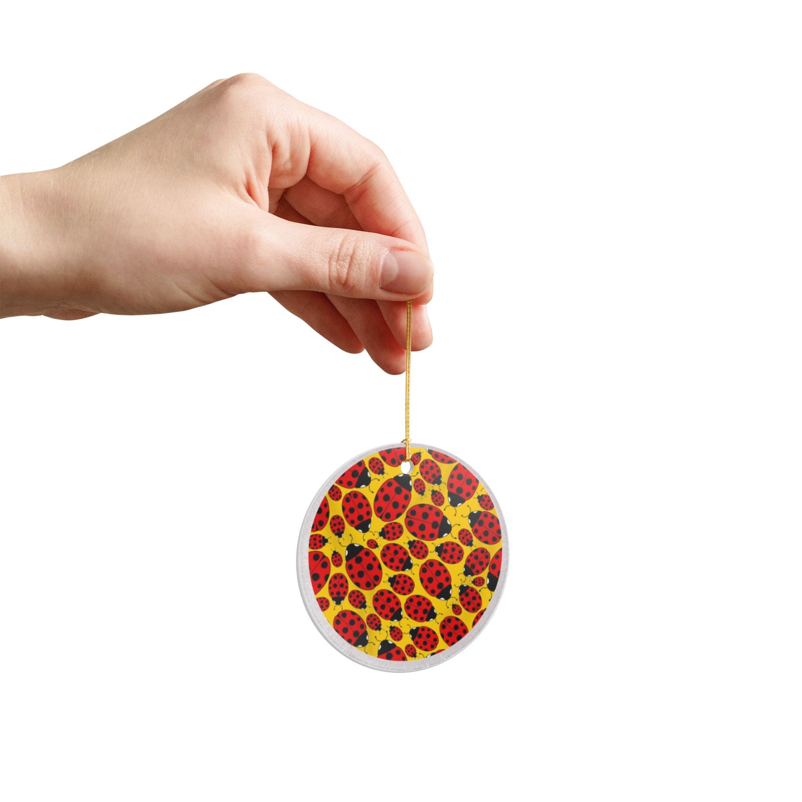 Ladybug Swarm Ceramic Ornament - Coastal Decoration