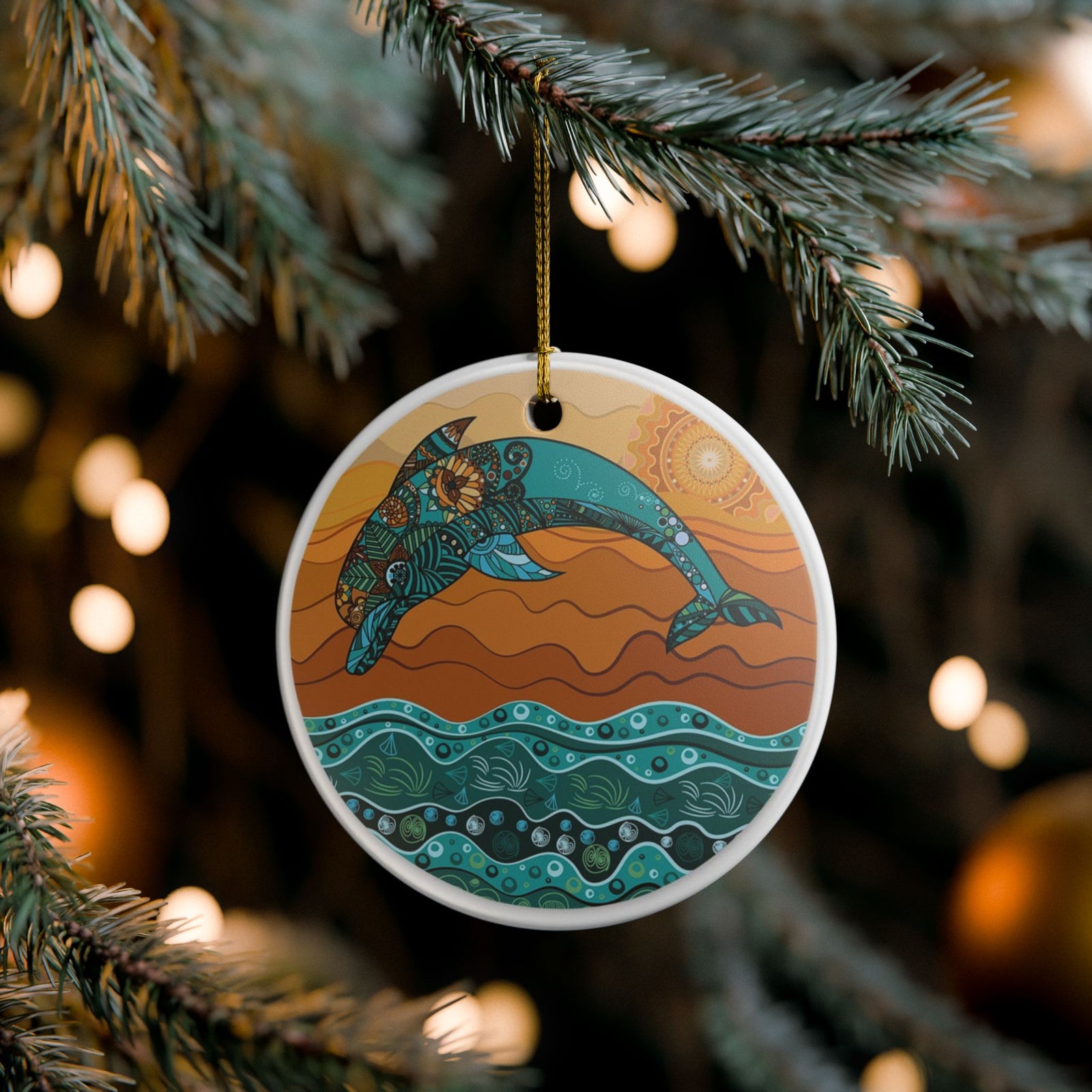 Waves of Harmony Ceramic Ornament - Coastal Decoration