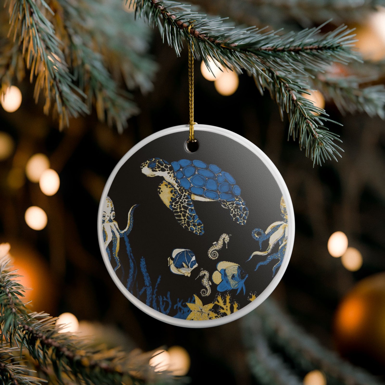 Sea of Blue Wonders Ceramic Ornament - Coastal Decoration