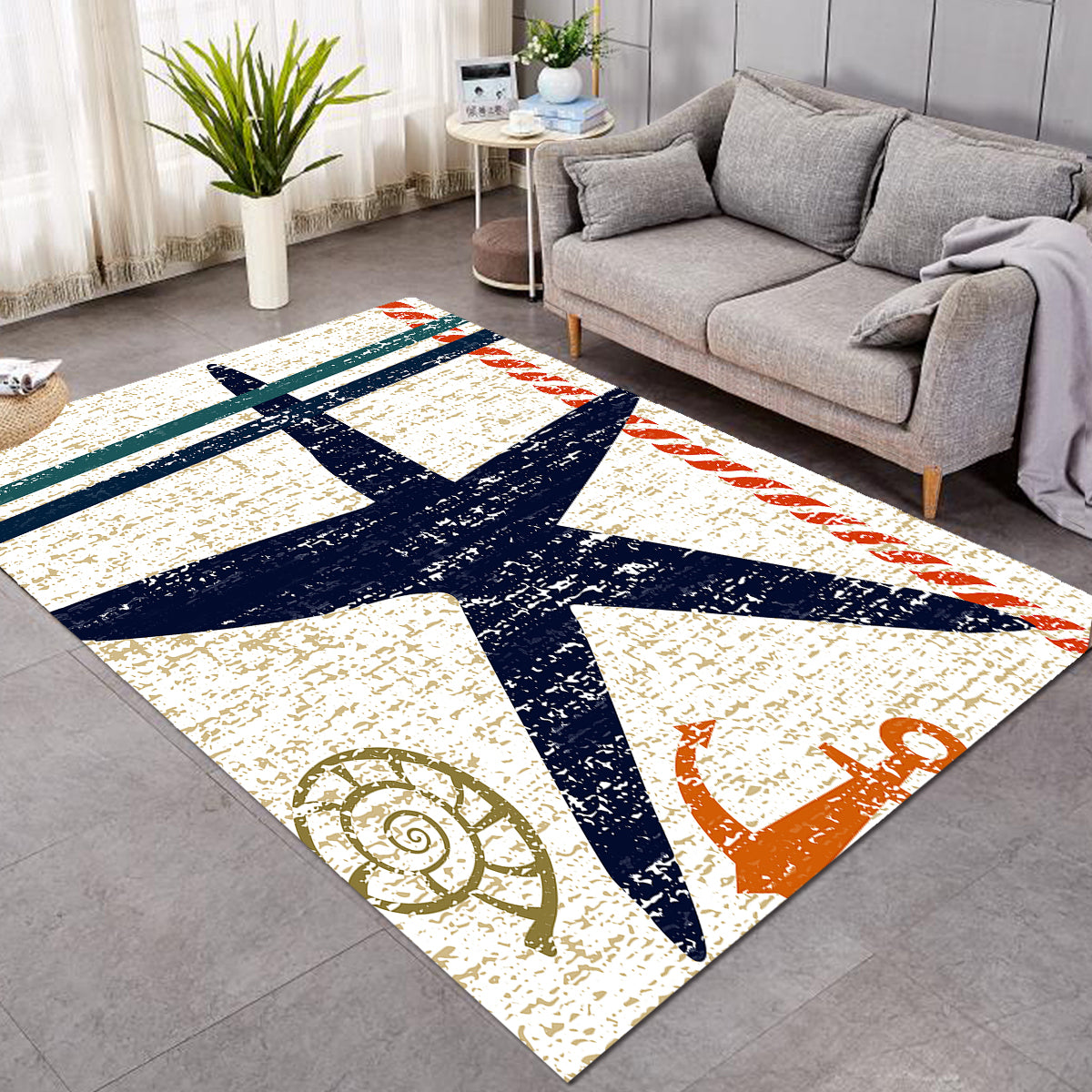 Beachy Starfish Area Rug