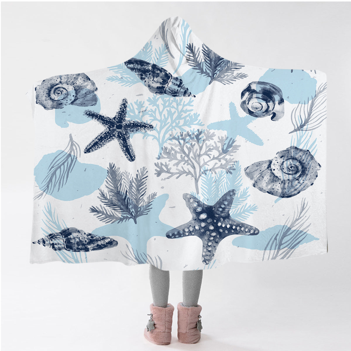 Ocean Blues Hooded Blanket